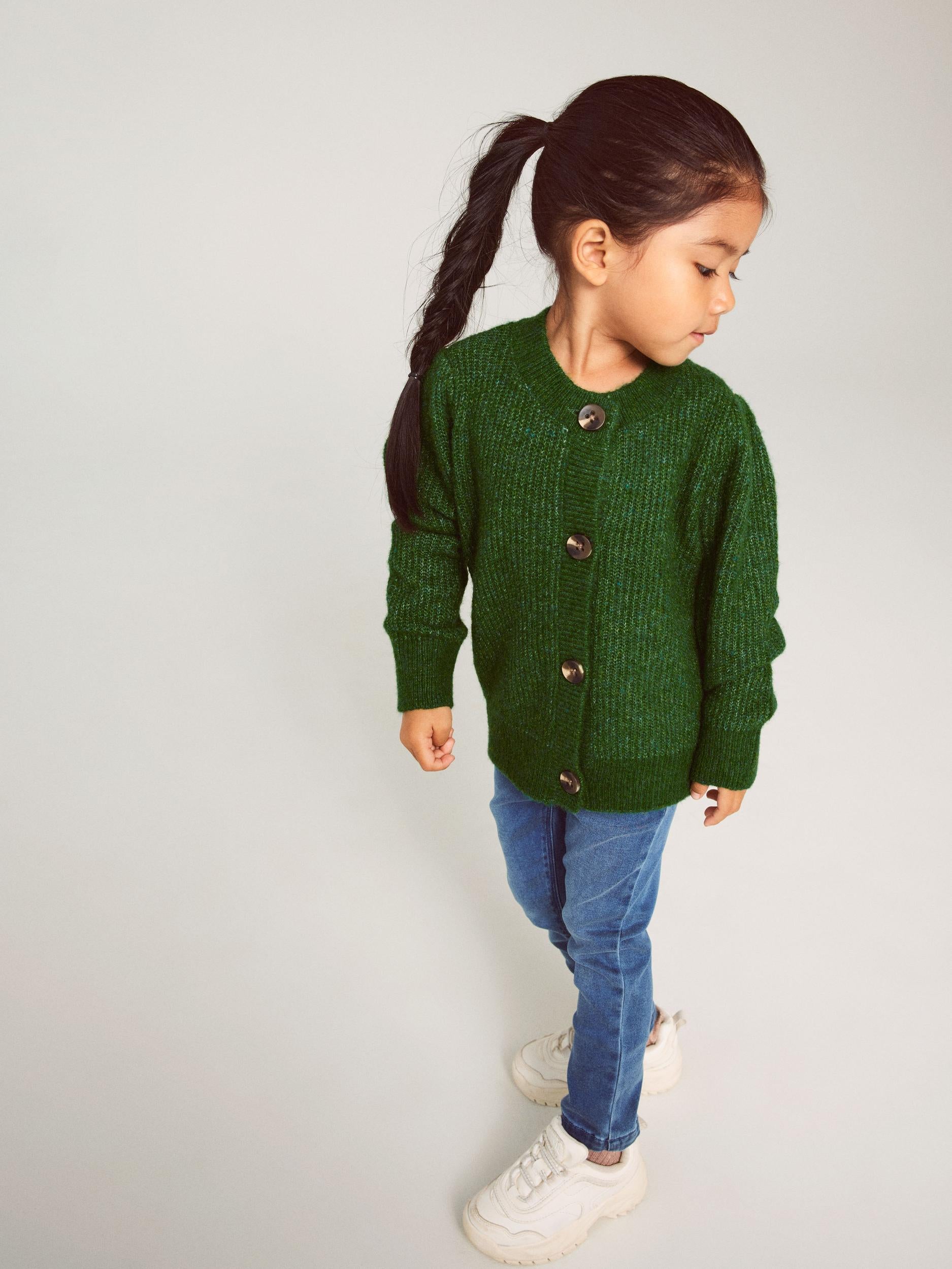NAME IT Mini Girl Salli Slim Jeggings Medium Blue Denim model front view