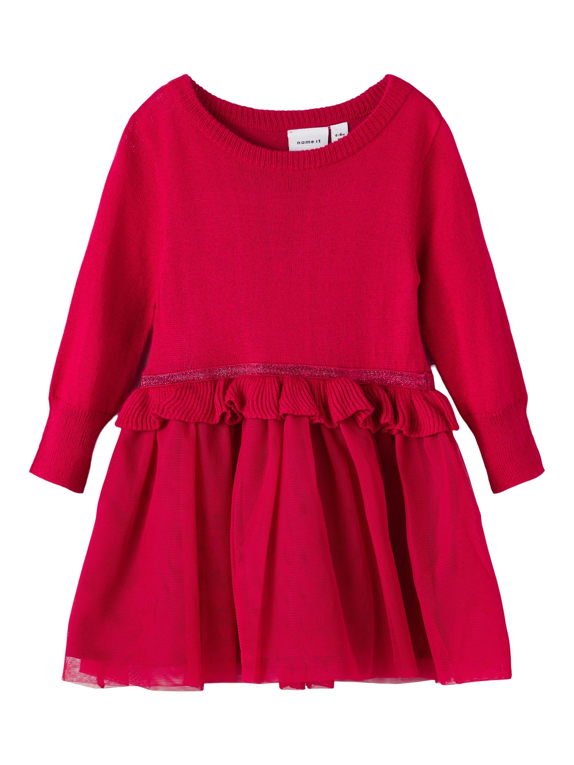 NAME IT Rilikka LS Knit Dress Jester Red front view