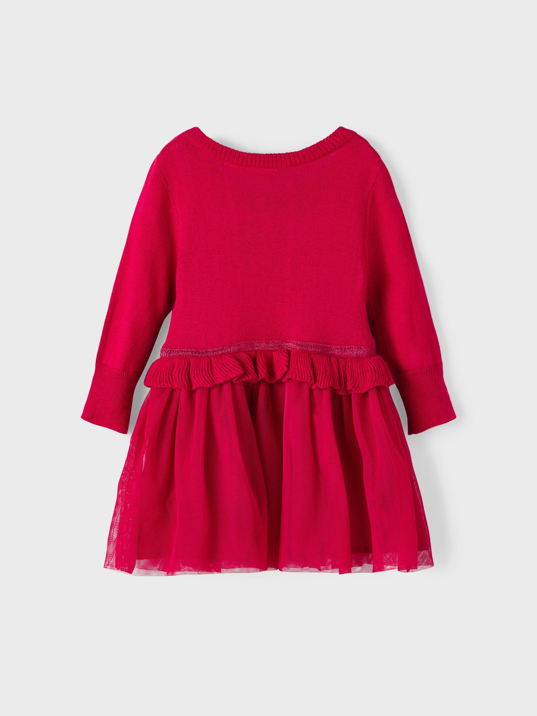 NAME IT Rilikka LS Knit Dress Jester Red model front view