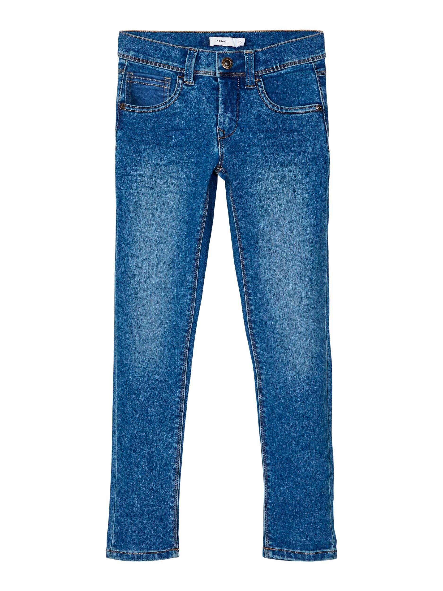 Boy's Medium Blue Denim Robin Tax Pant-Ghost Front View