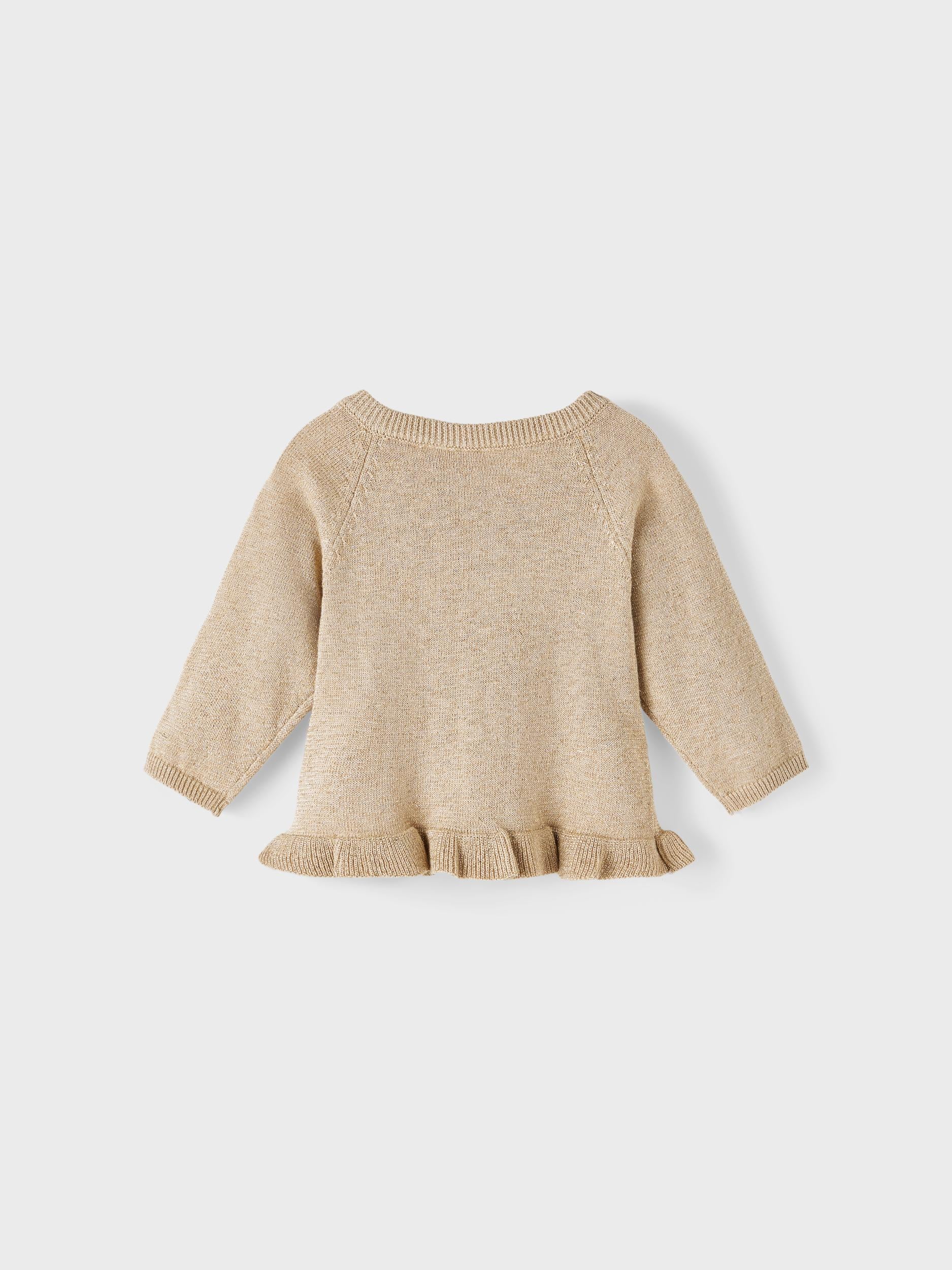Girl's White Pepper Newborn Rasille Knit Cardigan-Back View