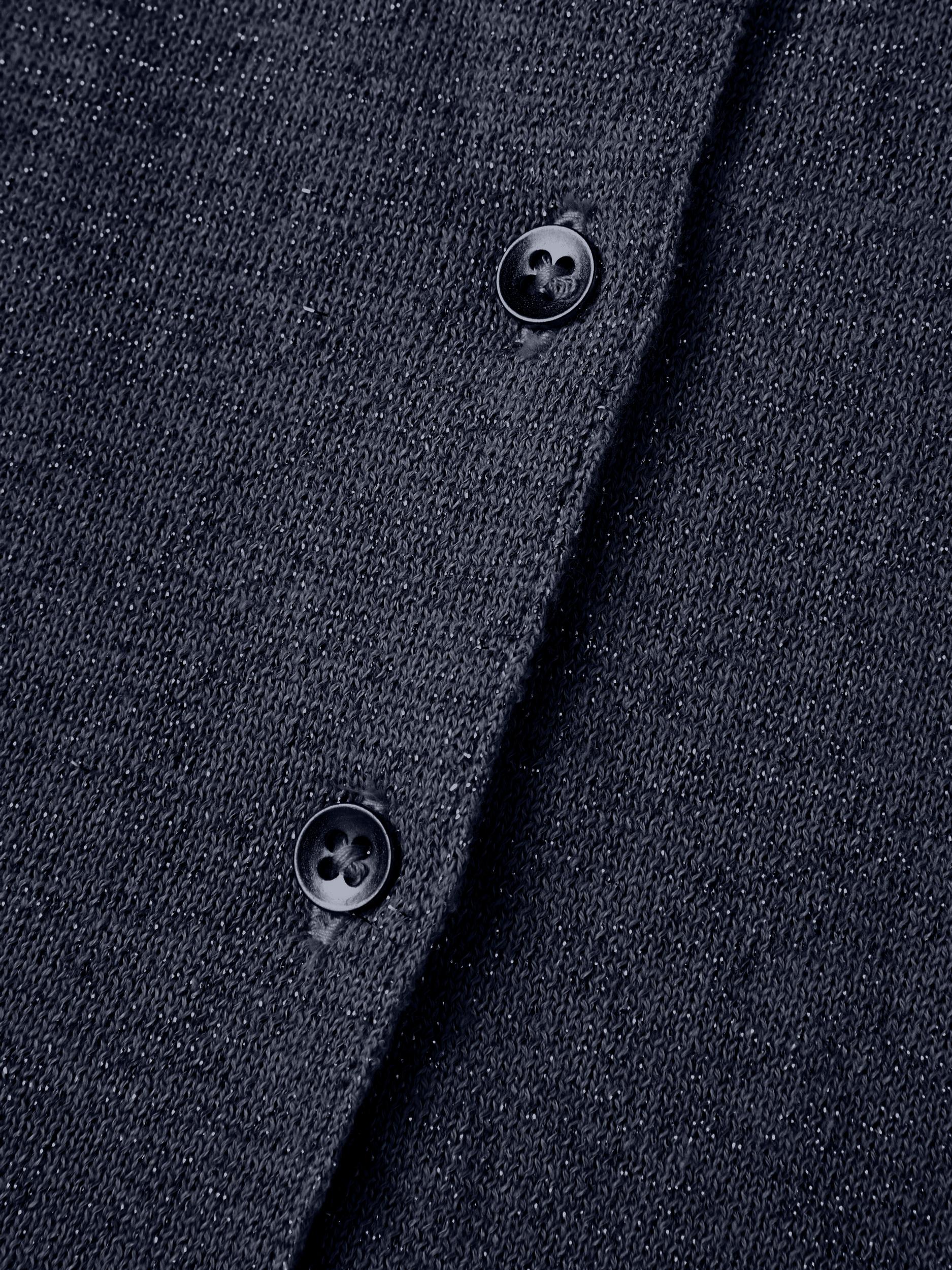 Girl's Dark Sapphire Newborn Rasille Knit Cardigan-Close Up View