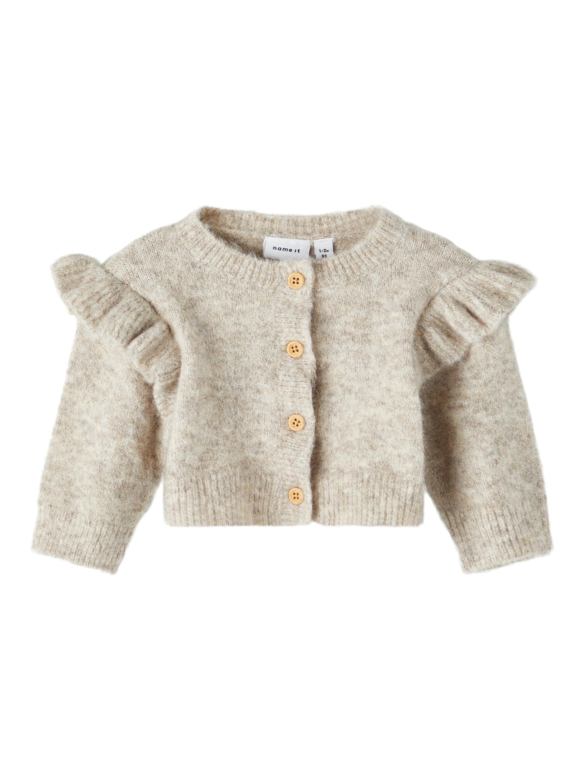 Girl's Peyote Melange Sifine Long Sleeve Knit Cardigan-Front View