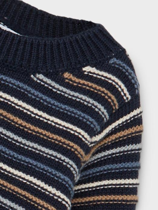 Boy's Dark Sapphire Silan Long Sleeve Knit-Close Up View