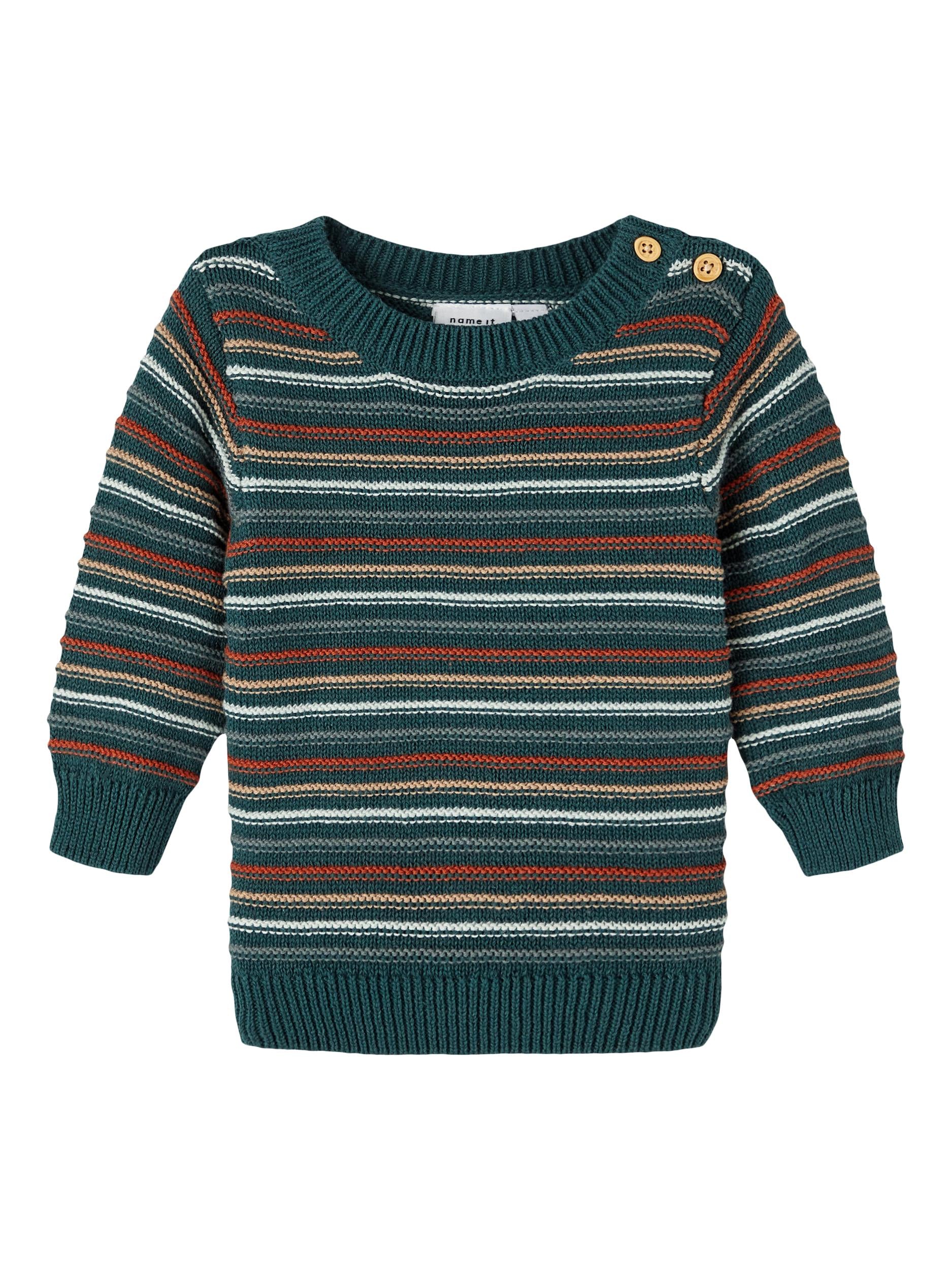 NAME IT Silan Long Sleeve Knit Sea Moss model front view