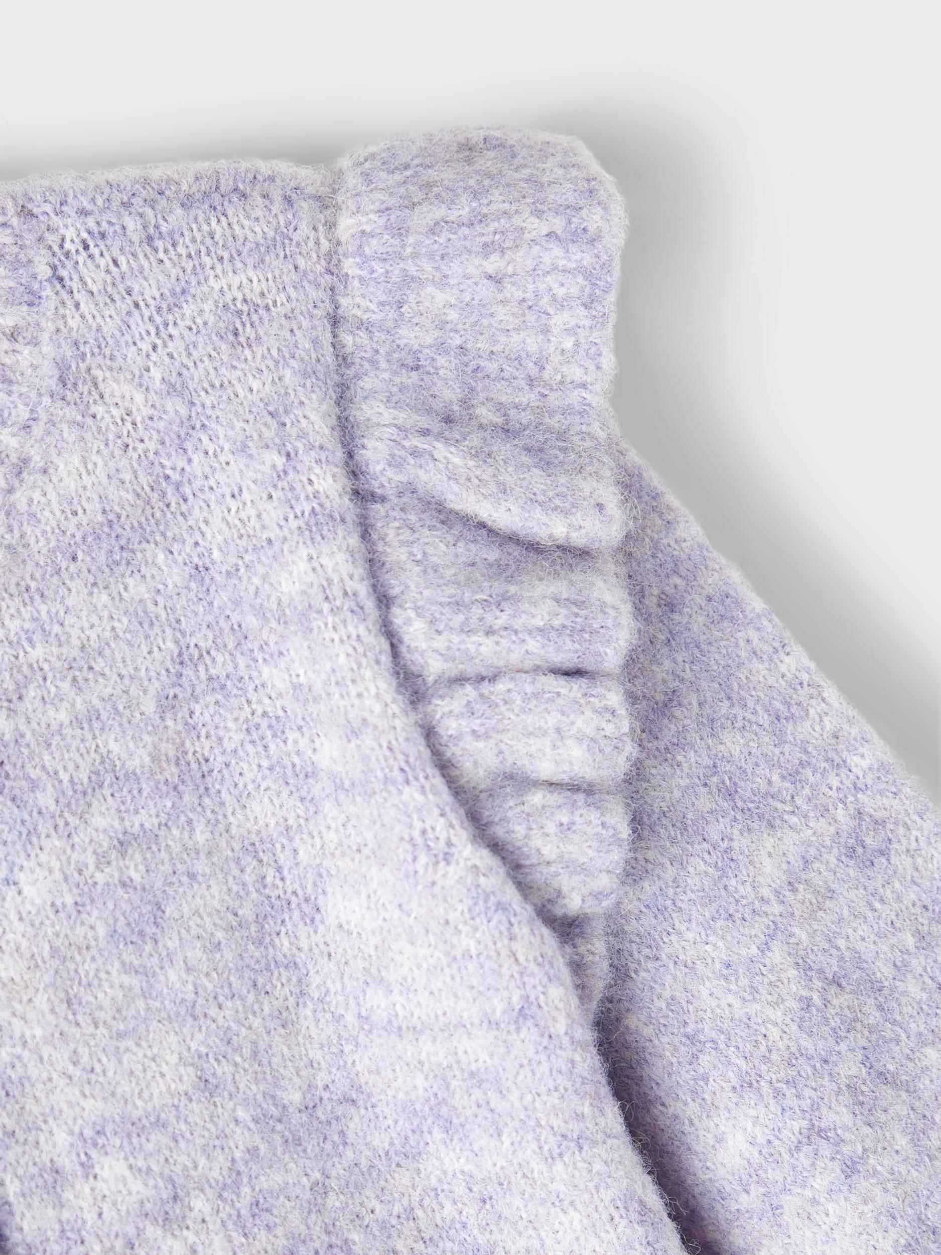Girl's Orchid Petal Sifine Long Sleeve Knit Cardigan-Close Up View