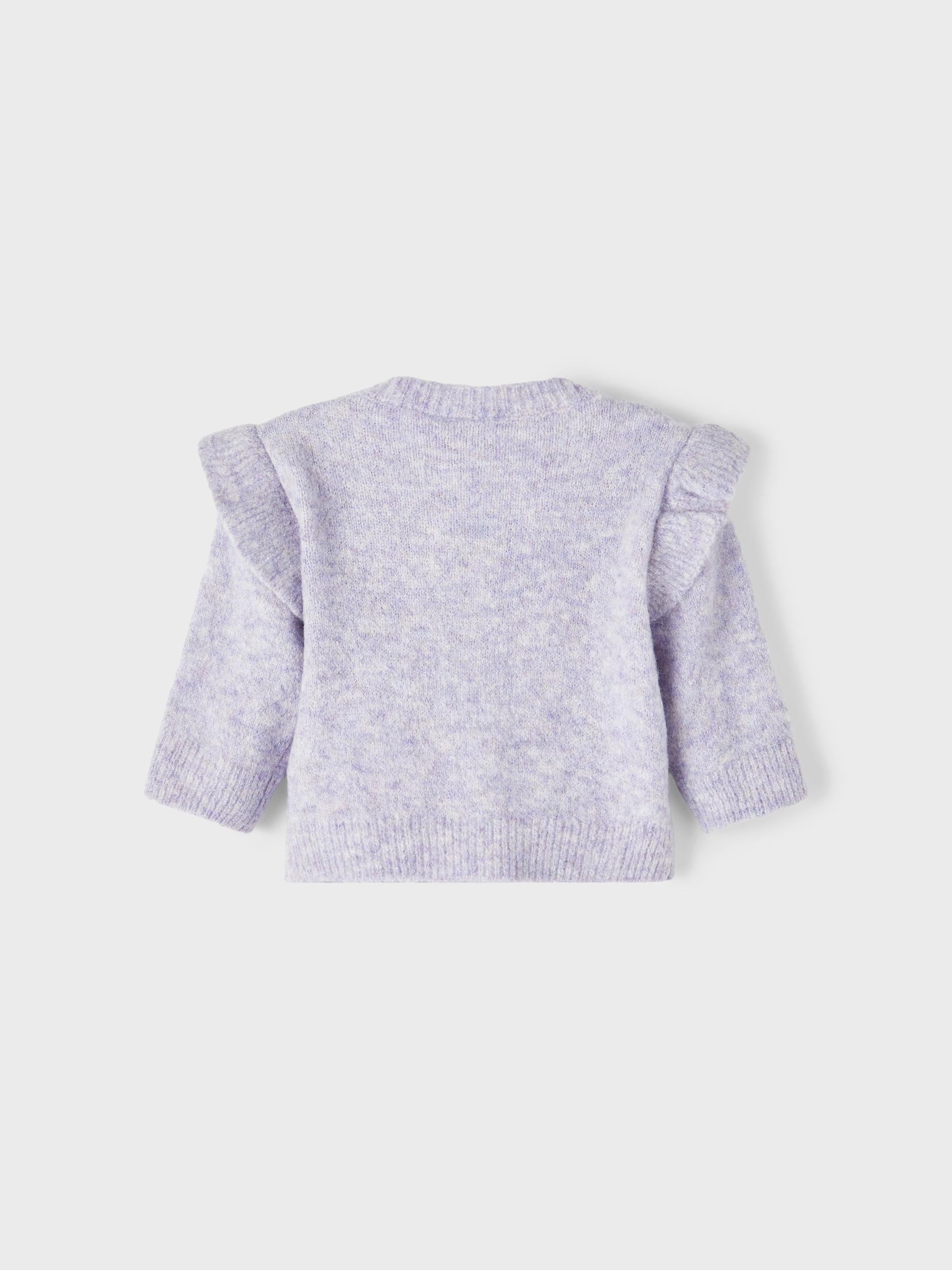 Girl's Orchid Petal Sifine Long Sleeve Knit Cardigan-Back View