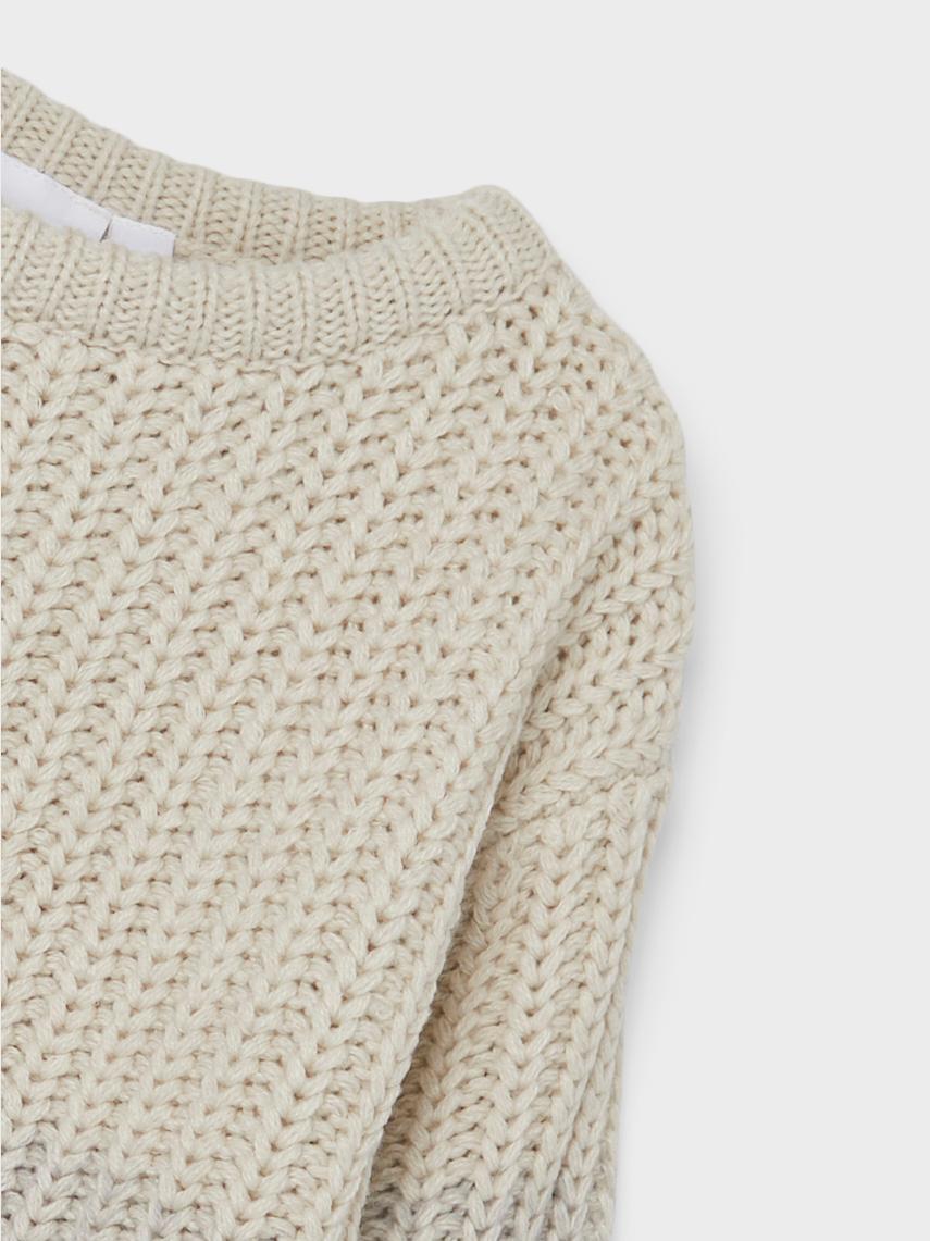 NAME IT Mini Boy Neten Long Sleeve Knit White Alyssum detail view