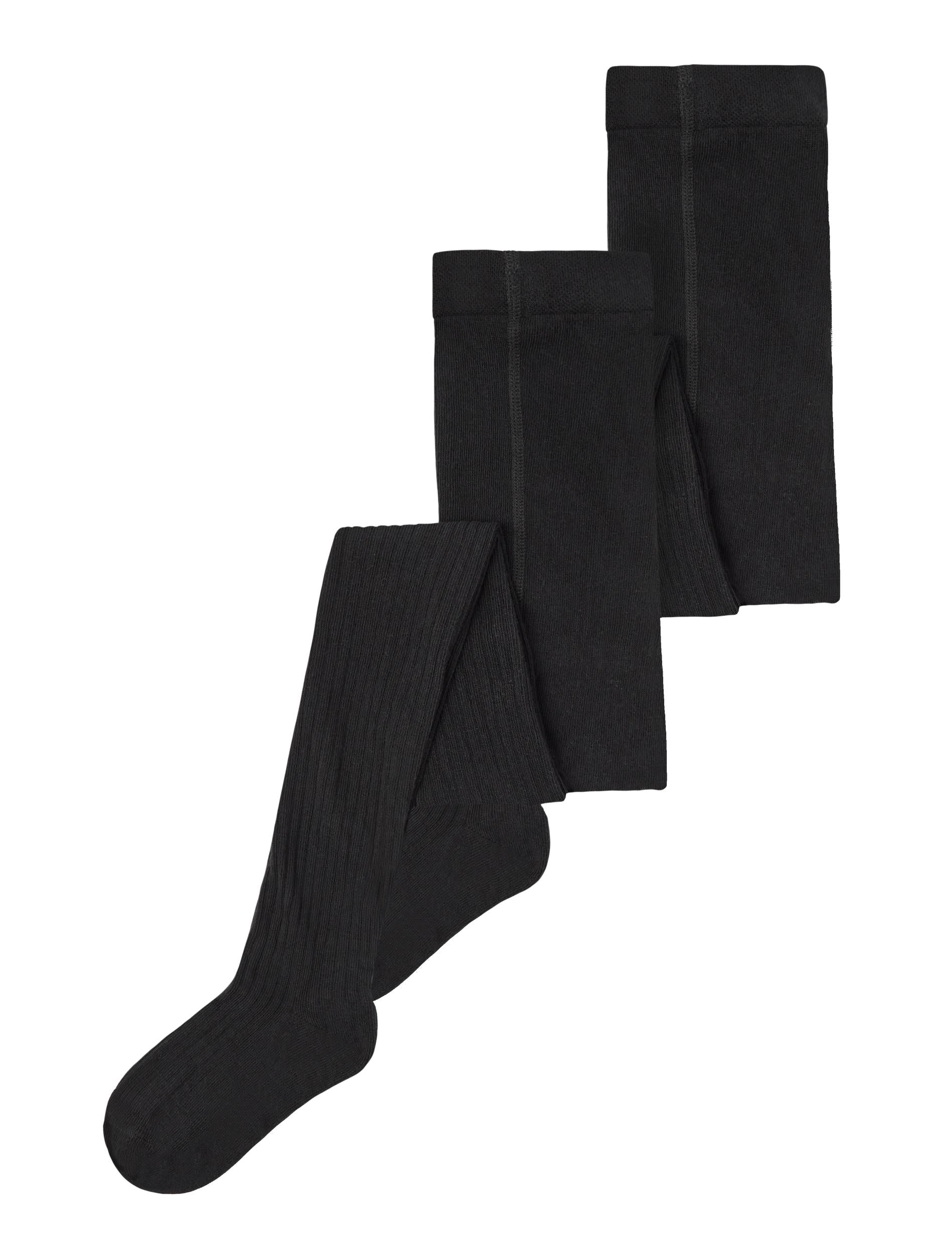 NAME IT Pantyhose Rib 2 Pack Black front view