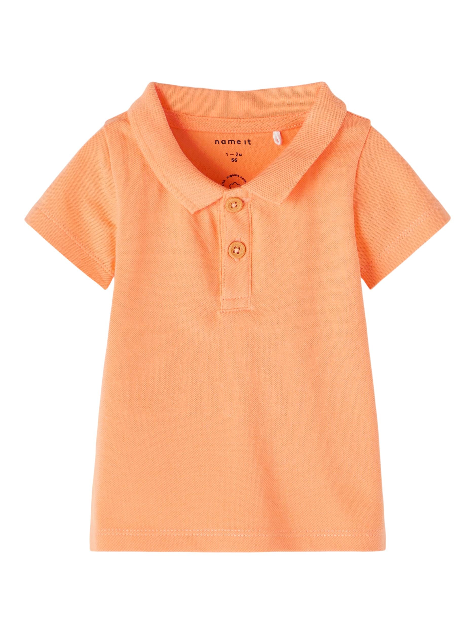 Jerry SS Polo Top - Salmon Buff Front View