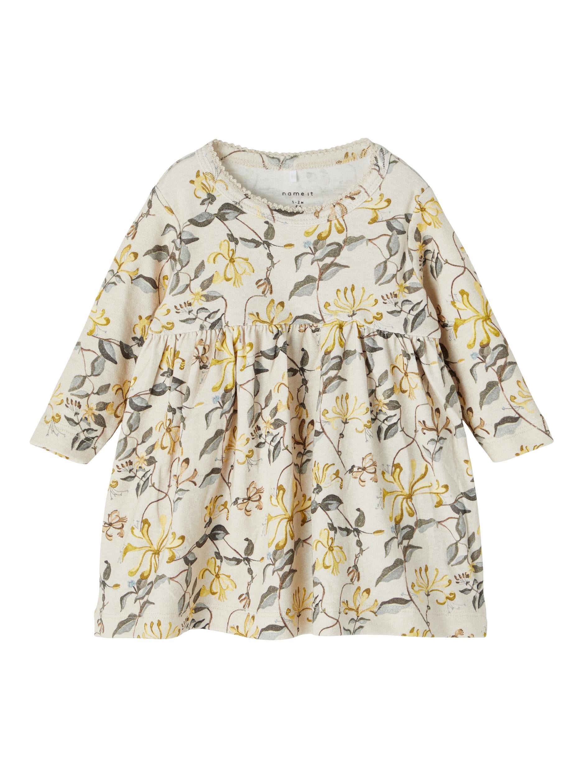 NAME IT Helene Long Sleeve Dress peyote melange front view