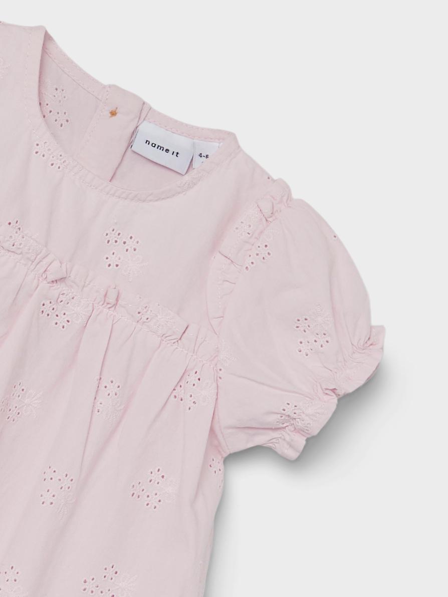 Jifune Short Sleeve Dress - Light Lilac Close Up