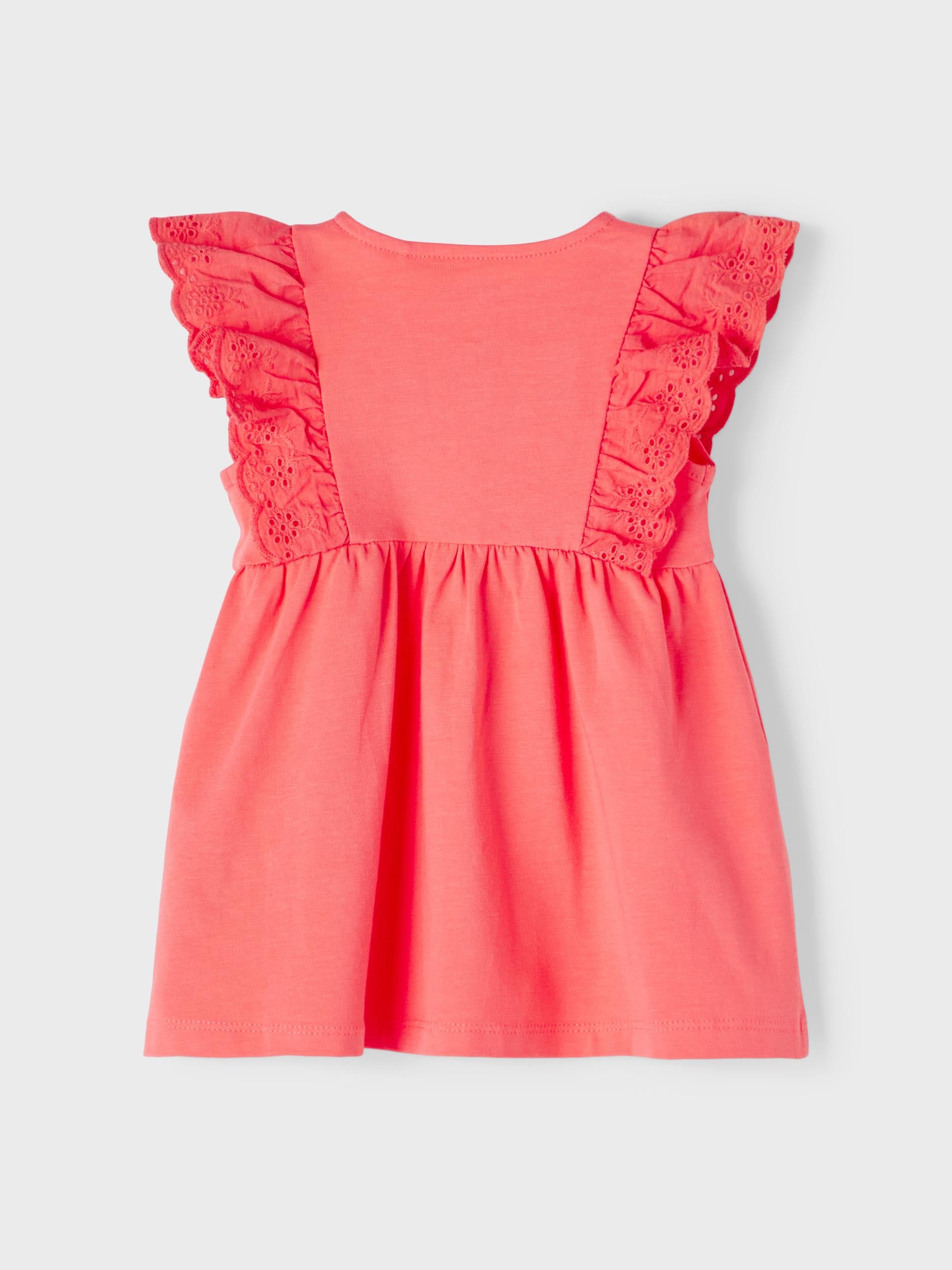 NAME IT Henriette Short Sleeve Dress Georgia Peach flat front view