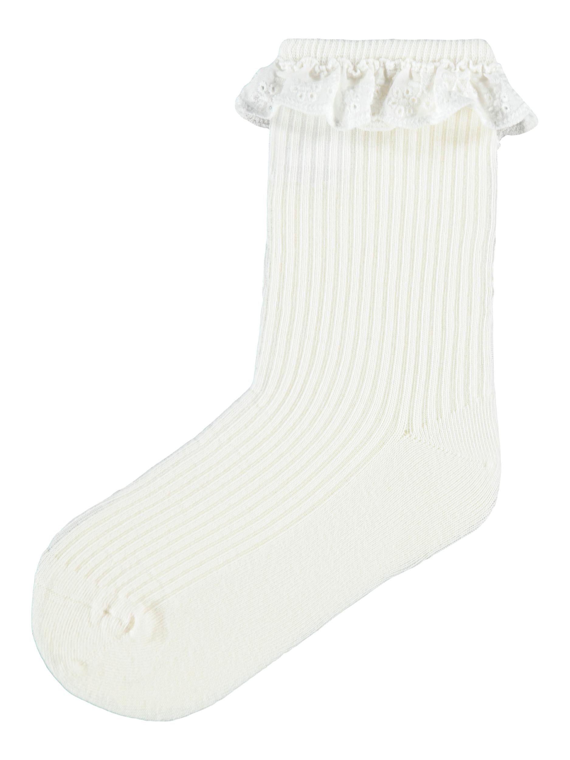 Hilde Sock - White Alyssum Front View