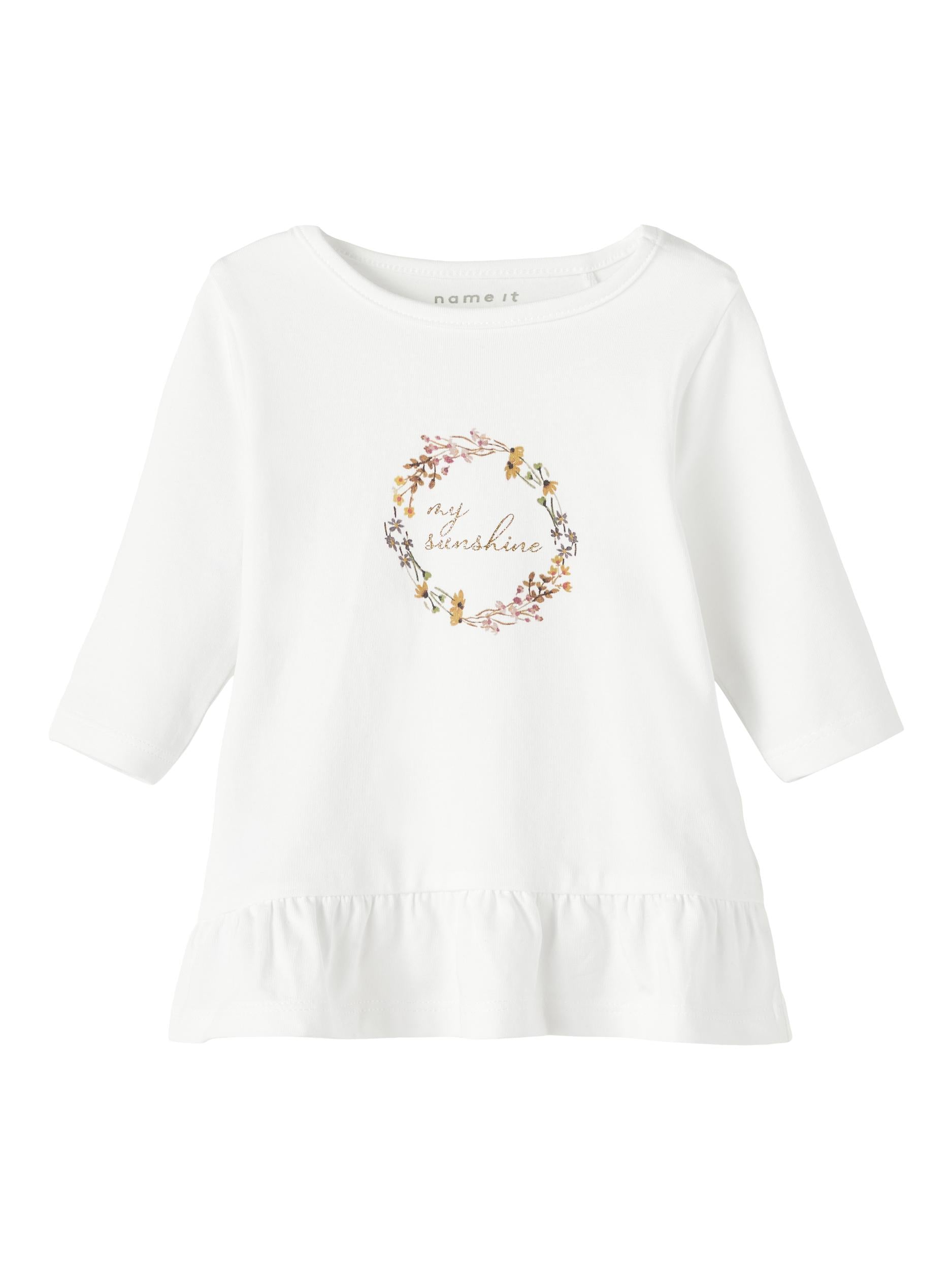 NAME IT Dubine Long Sleeve Tunic Top Bright White front view