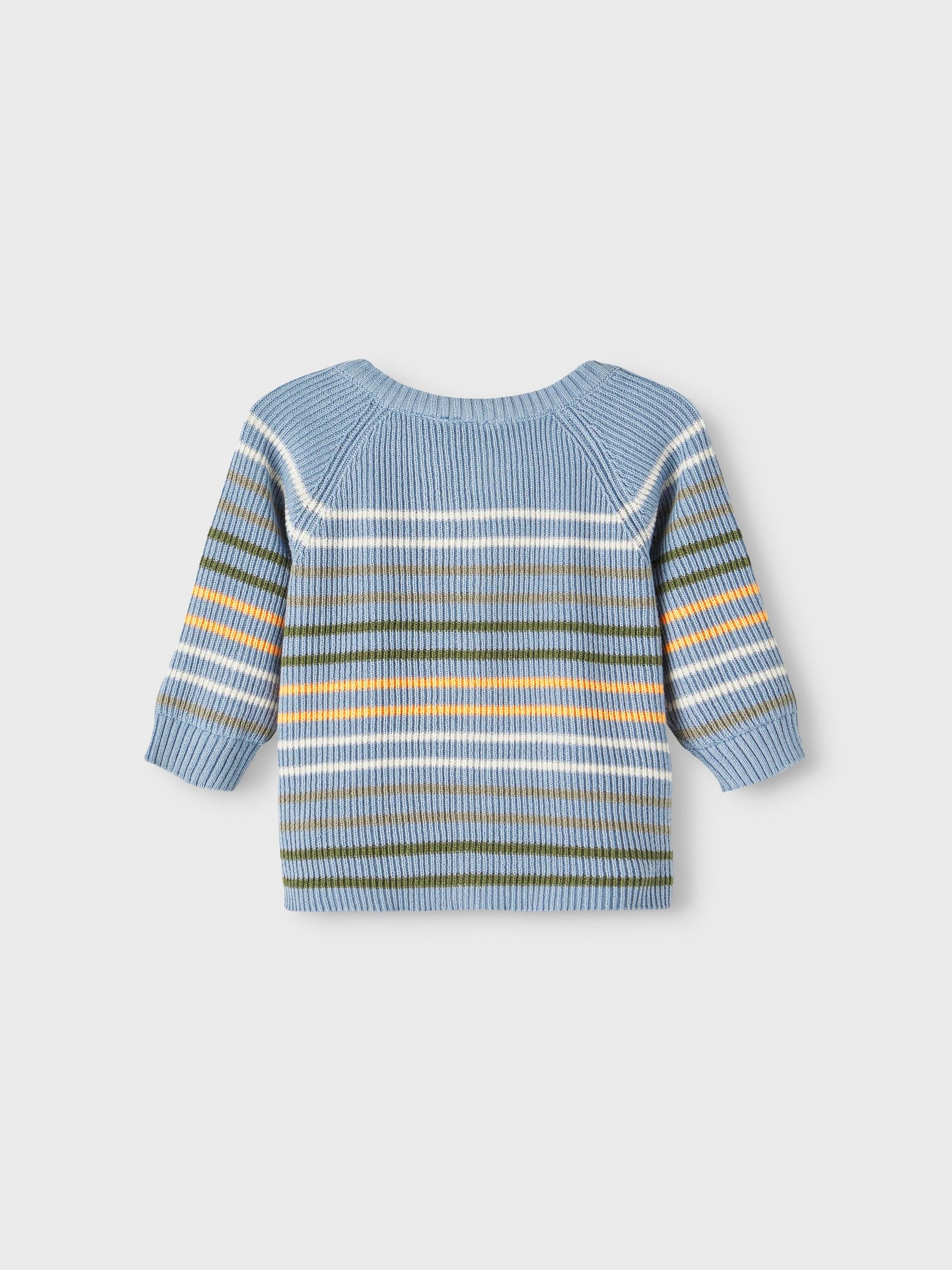 Boy's Dusty Blue Hopas Long Sleeve Knit Cardigan-Back View