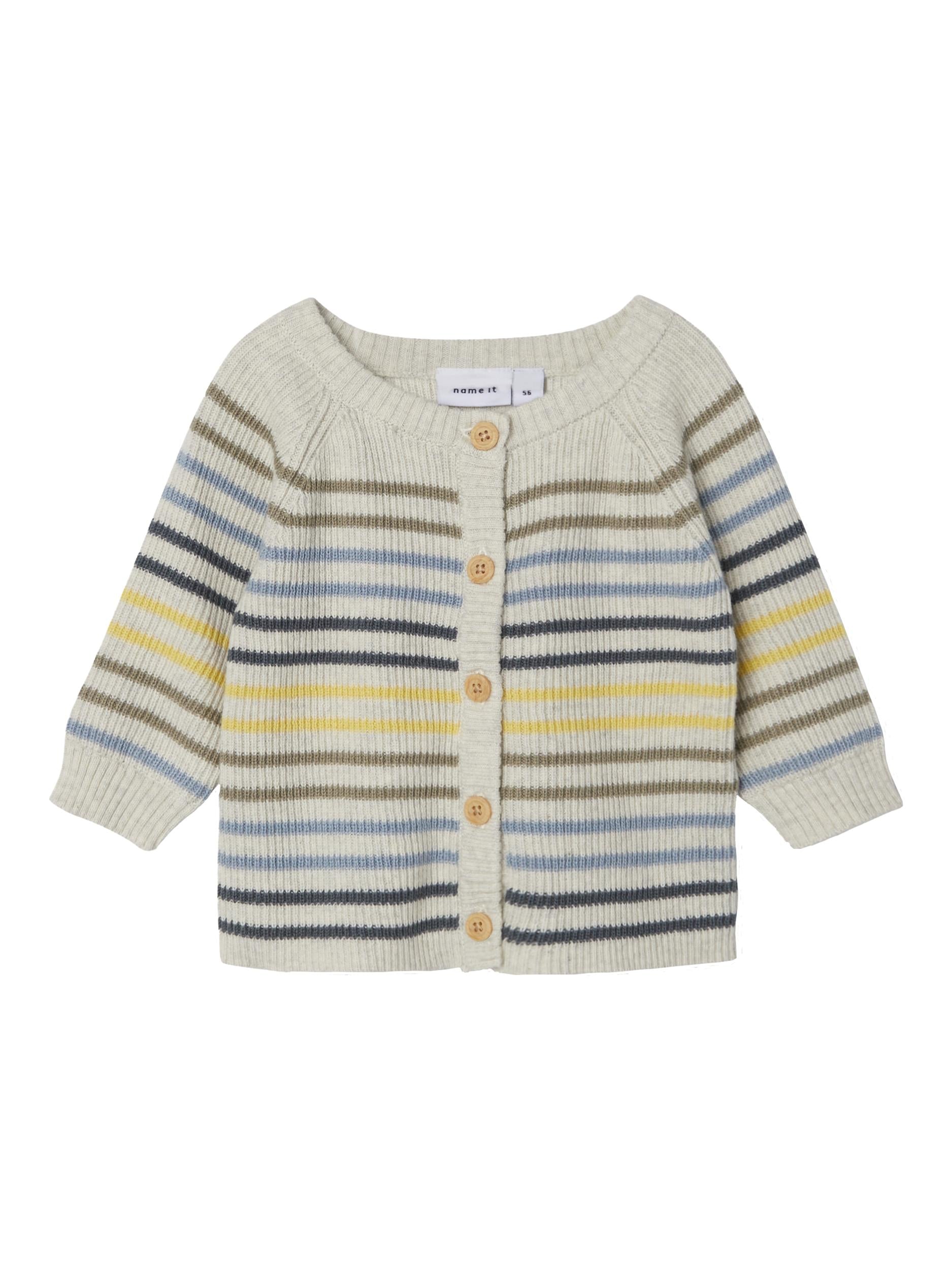 NAME IT Hopas Long Sleeve Knit Cardigan Peyote Melange model front view