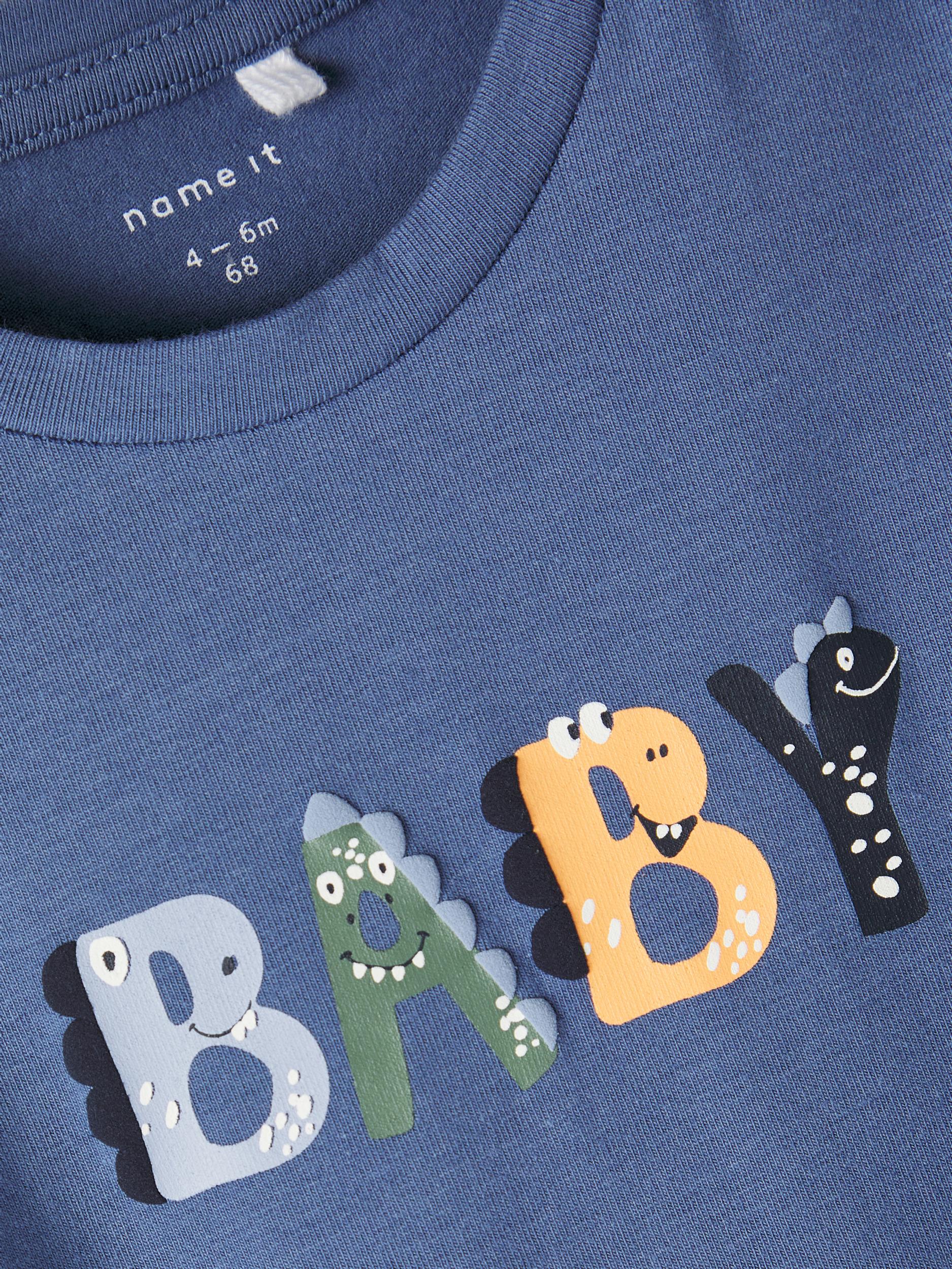 Boy's Blue Ticard Long Sleeve Top-Close Up View