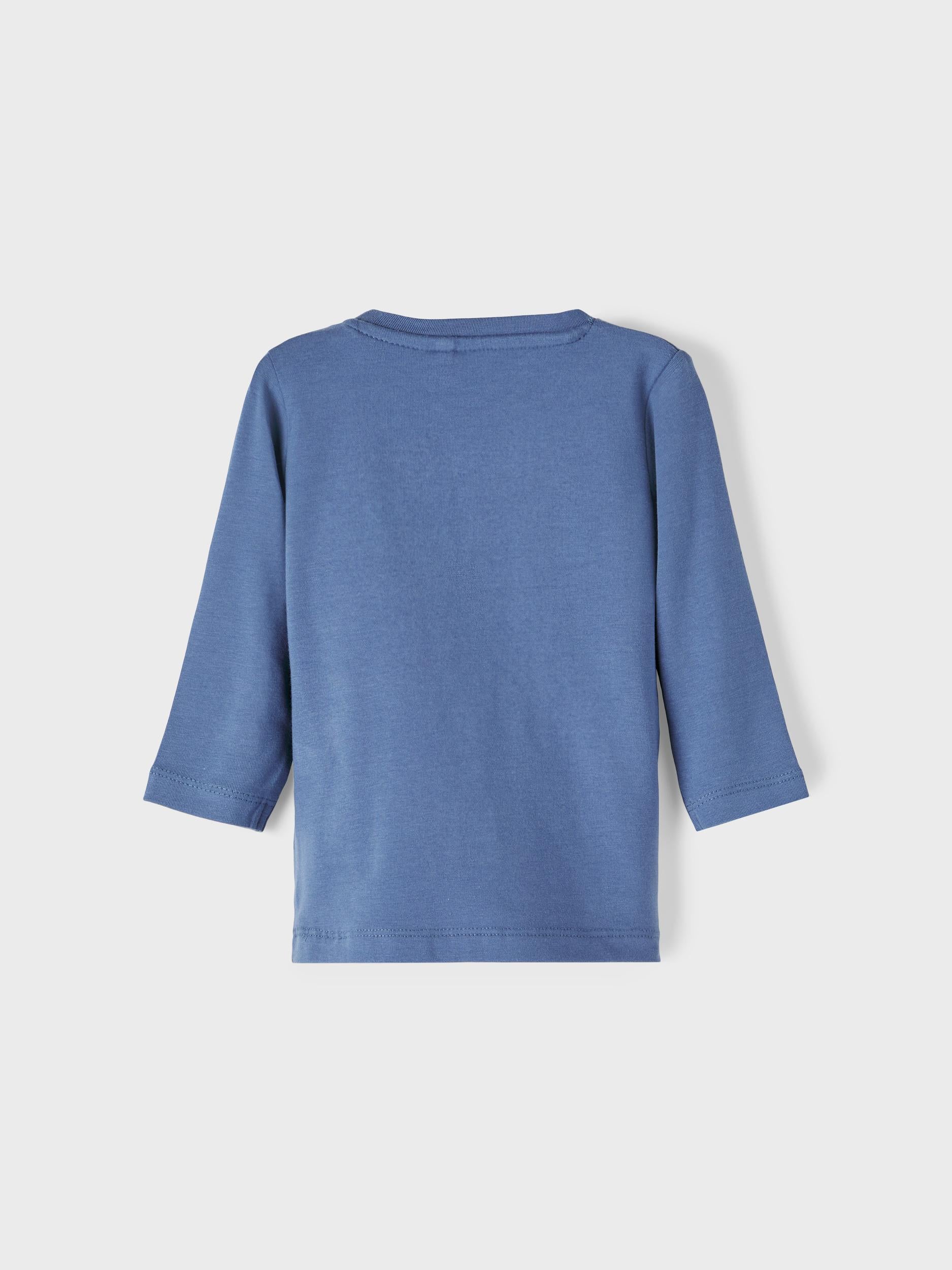 Boy's Blue Ticard Long Sleeve Top-Back View