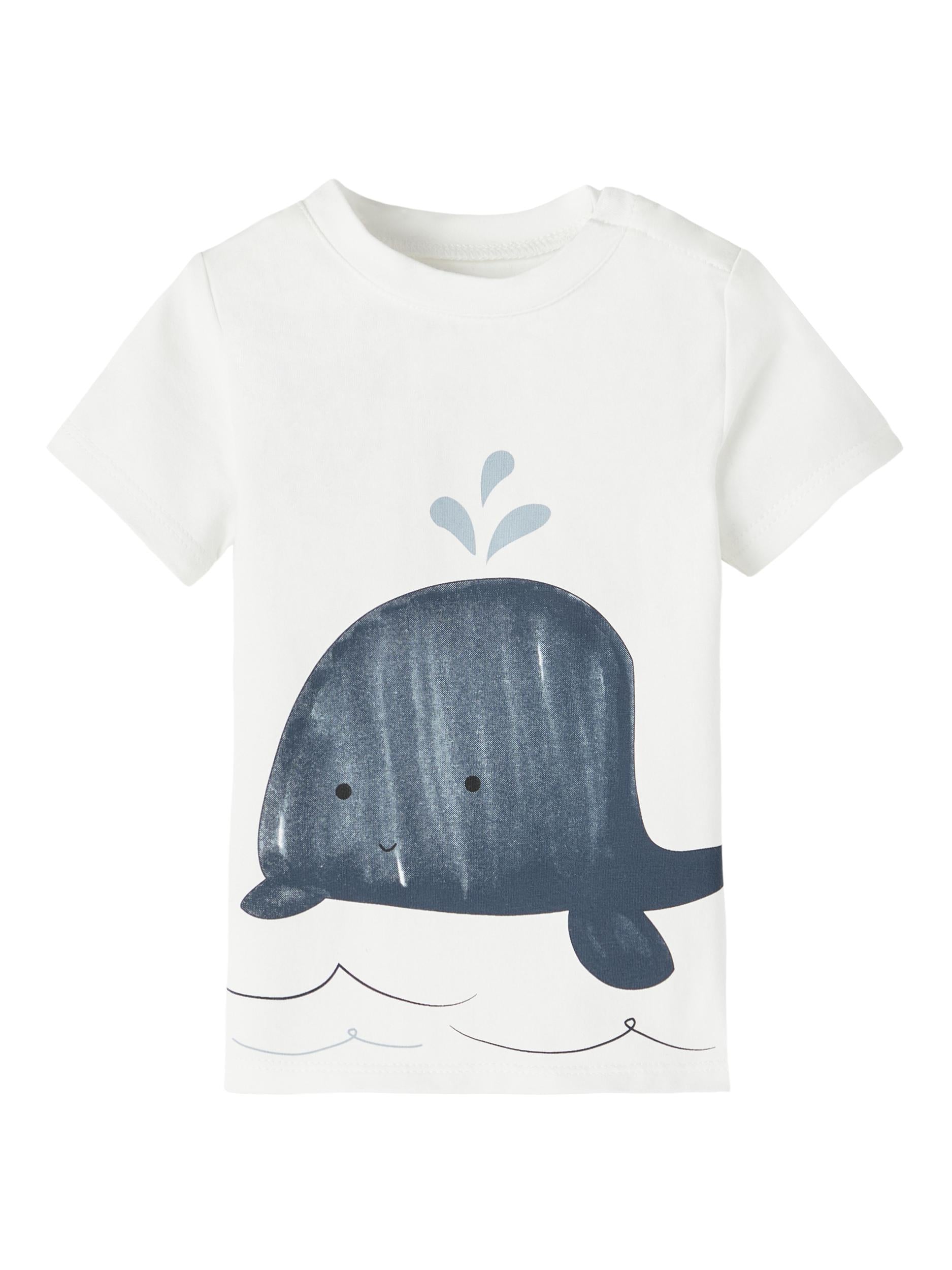 Boy's White Hude Short Sleeve Top-Front View