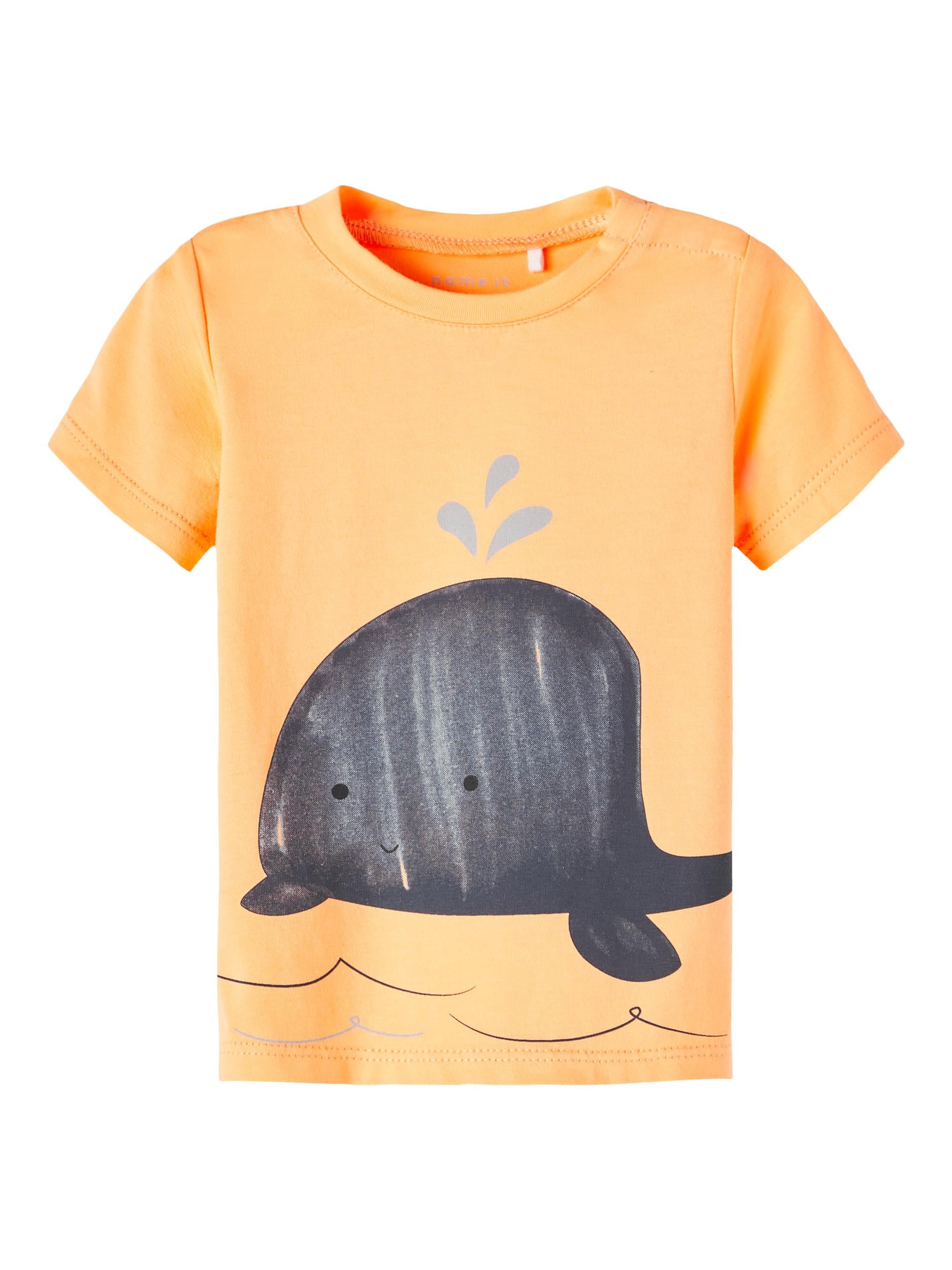 Boy's Orange Hude Short Sleeve Top-Front View