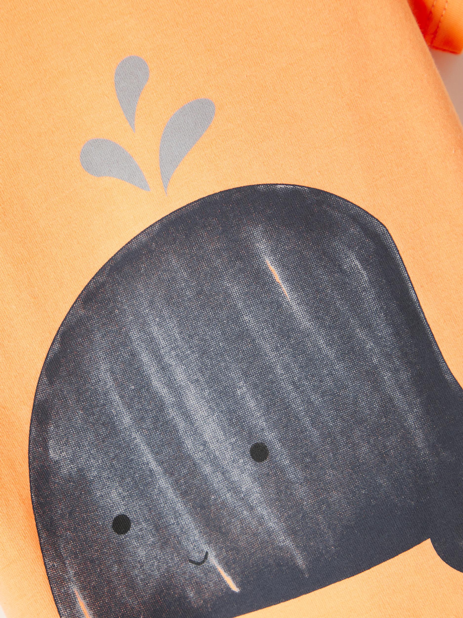 Boy's Orange Hude Short Sleeve Top-Close Up View