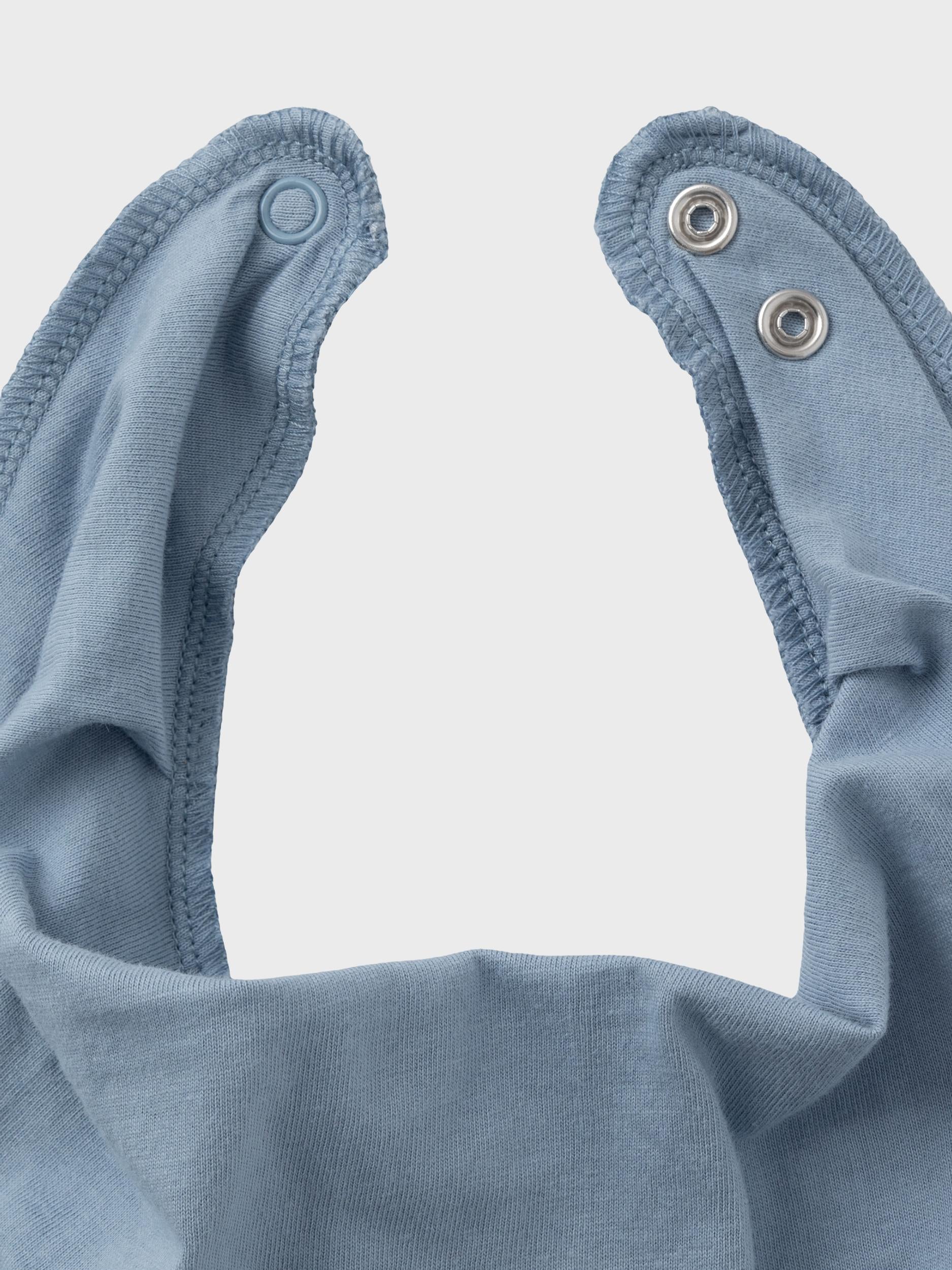 Boy's Blue Yacobharim Jersey Scarf Bib-Fastening View