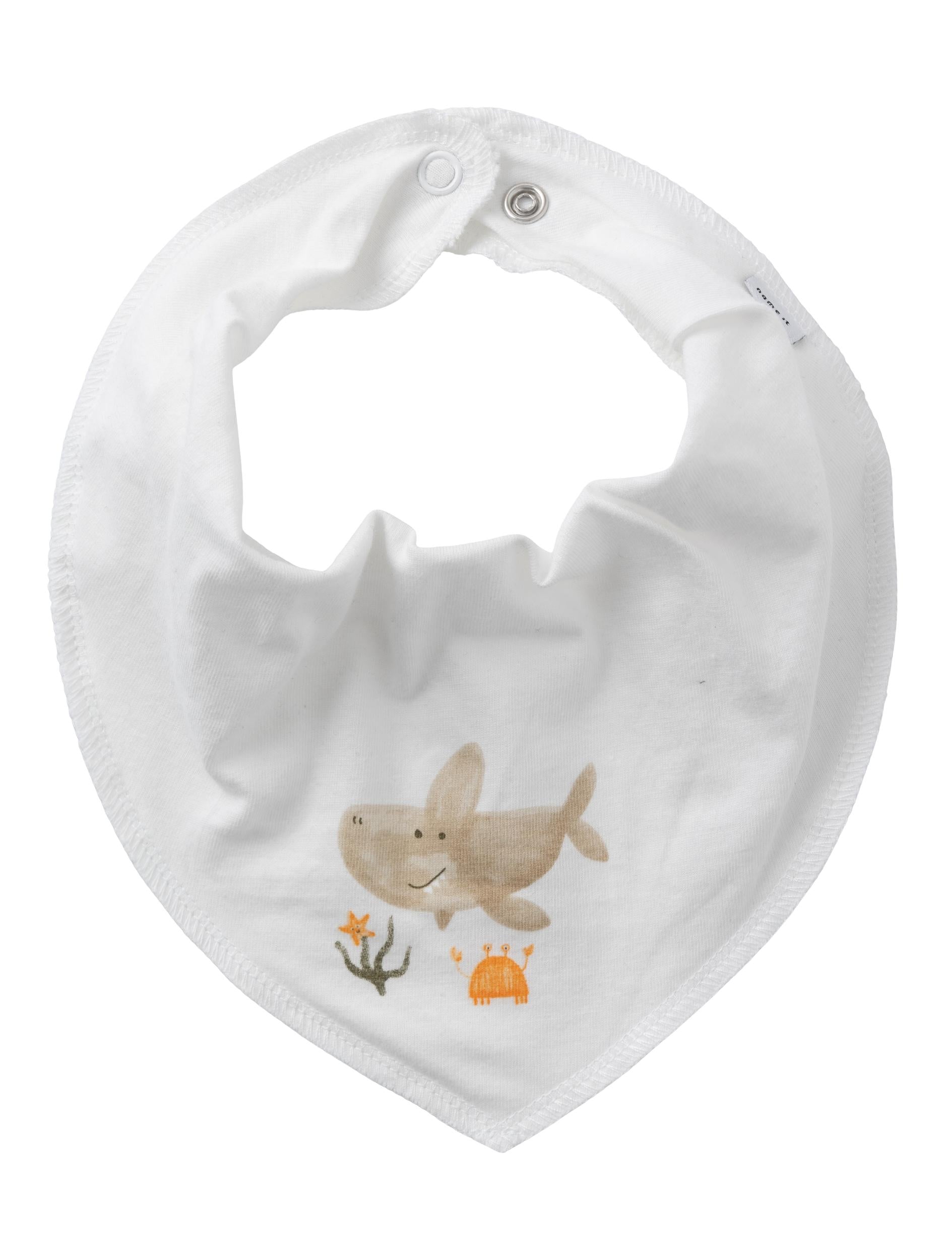 Boy's White Yacobharim Jersey Scarf Bib-Front View