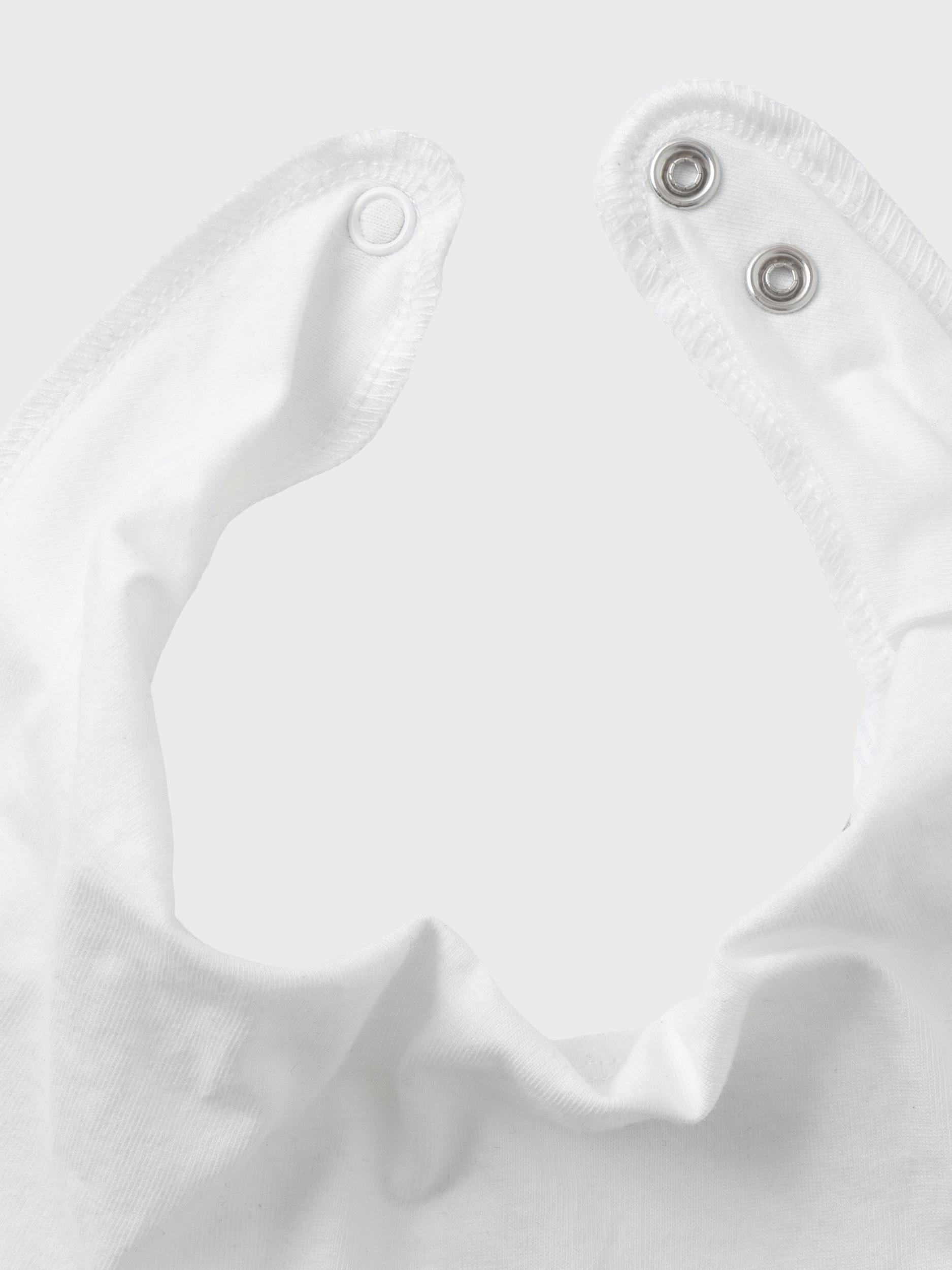 Boy's White Yacobharim Jersey Scarf Bib-Fastening View