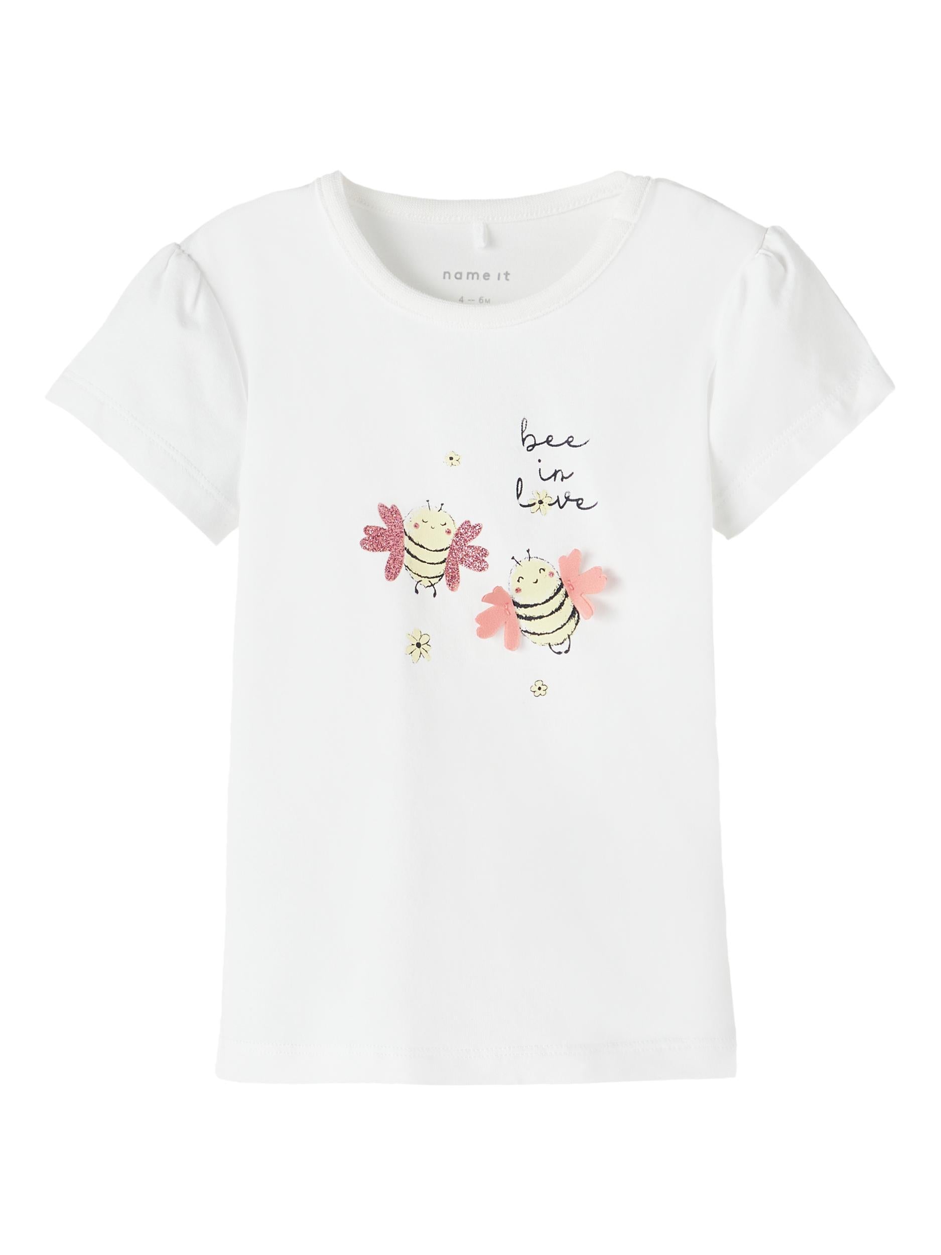 NAME IT Halia Short Sleeve Top Bright White front view