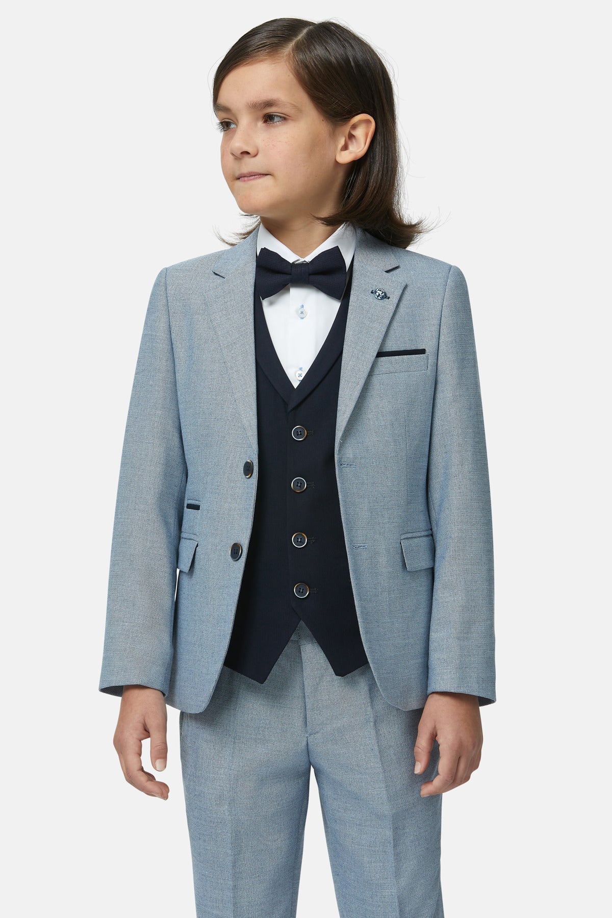 Benetti Boyswear Boys Napoli Smoke 3 Piece Suit Smoke model front view