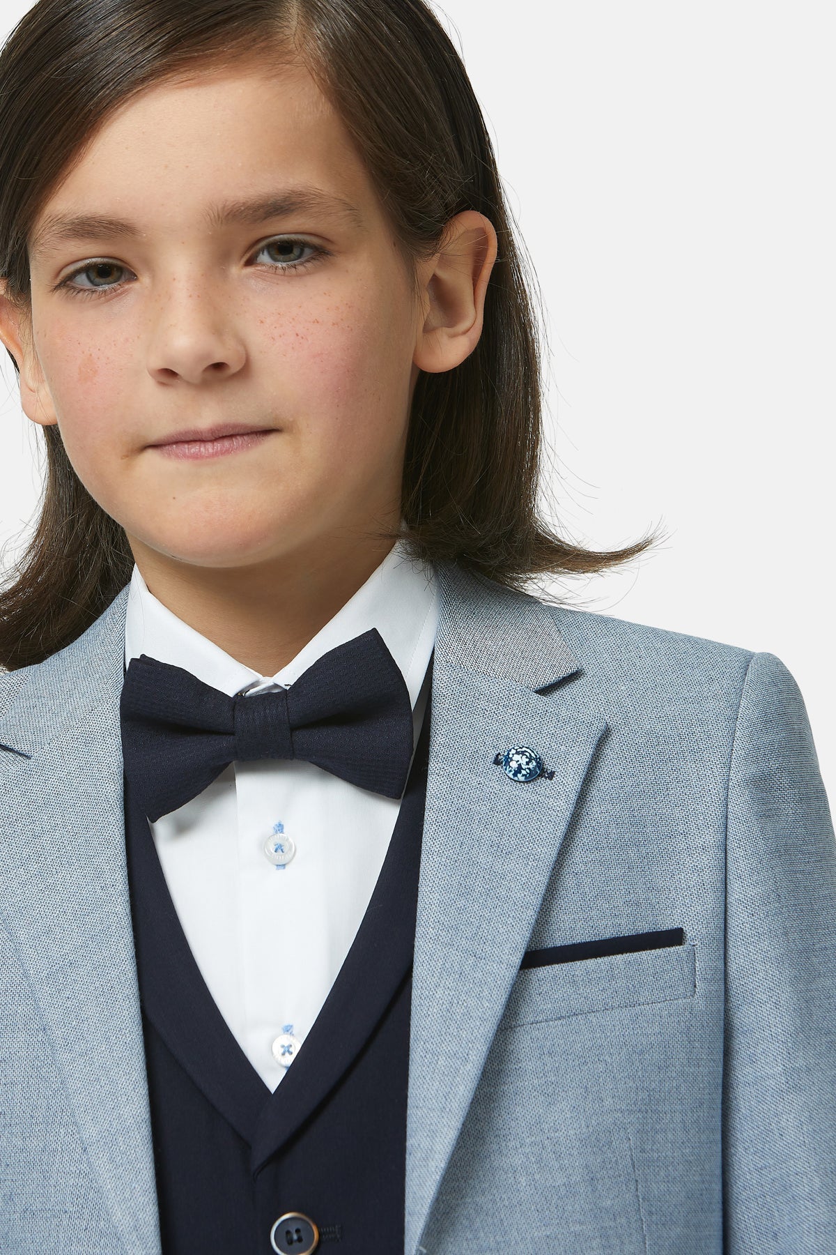 Boys Napoli Smoke 3 Piece Suit-Close Up View 2