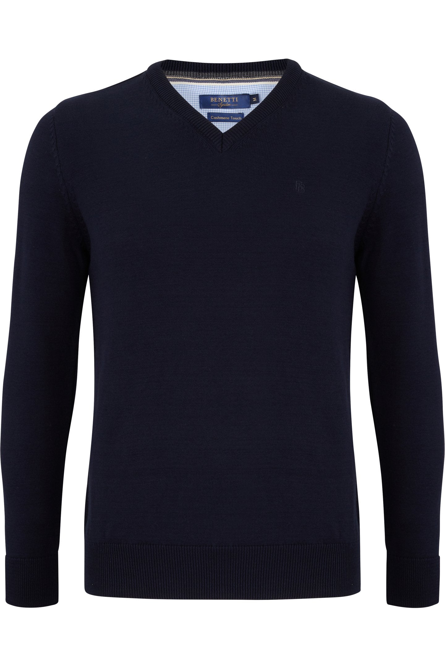 BENETTI V-Neck Jumper by Benetti Knitwear Forest Night model front view