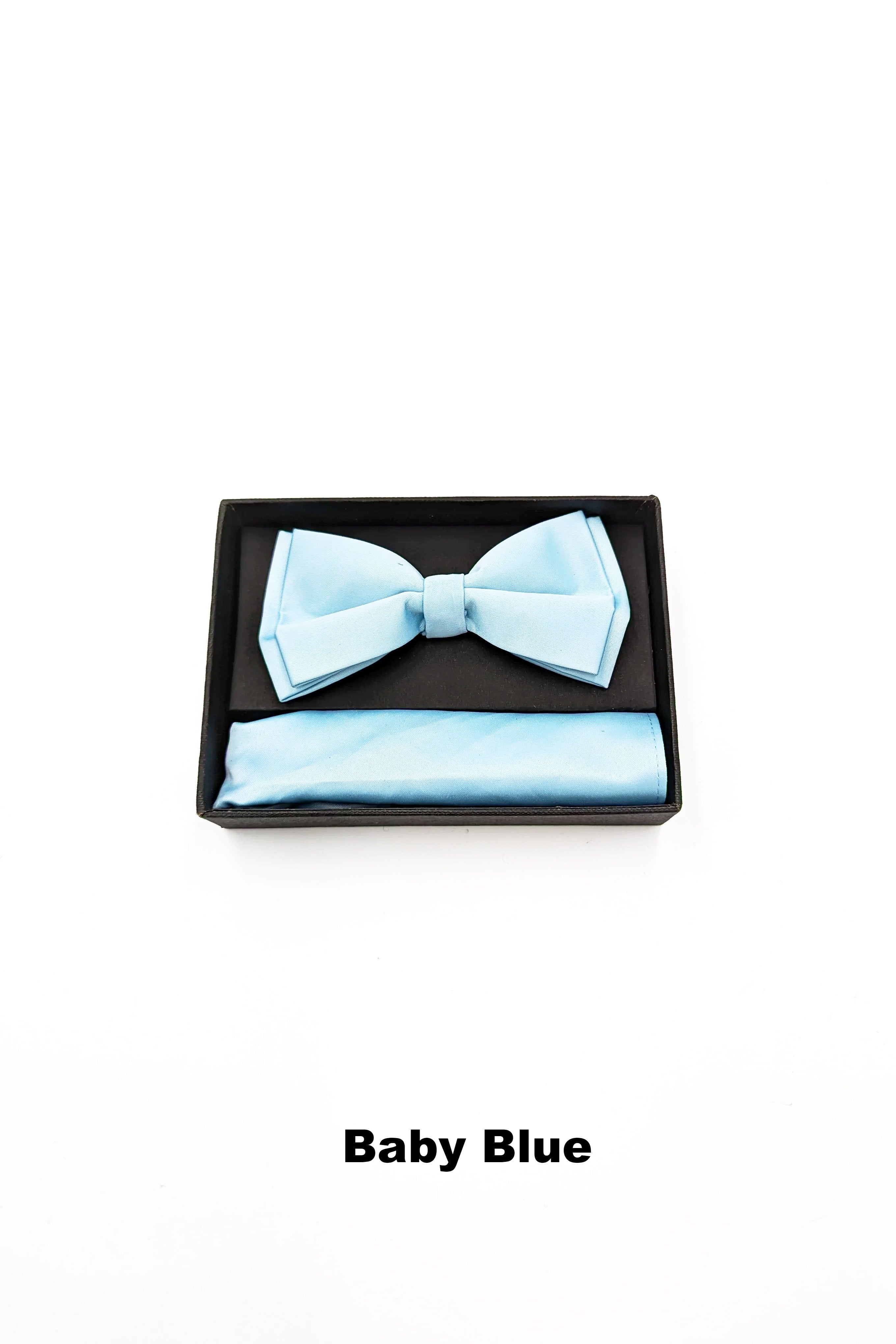 TORINO Satin Mens Bow and Pocket Square Aqua Blue view 27