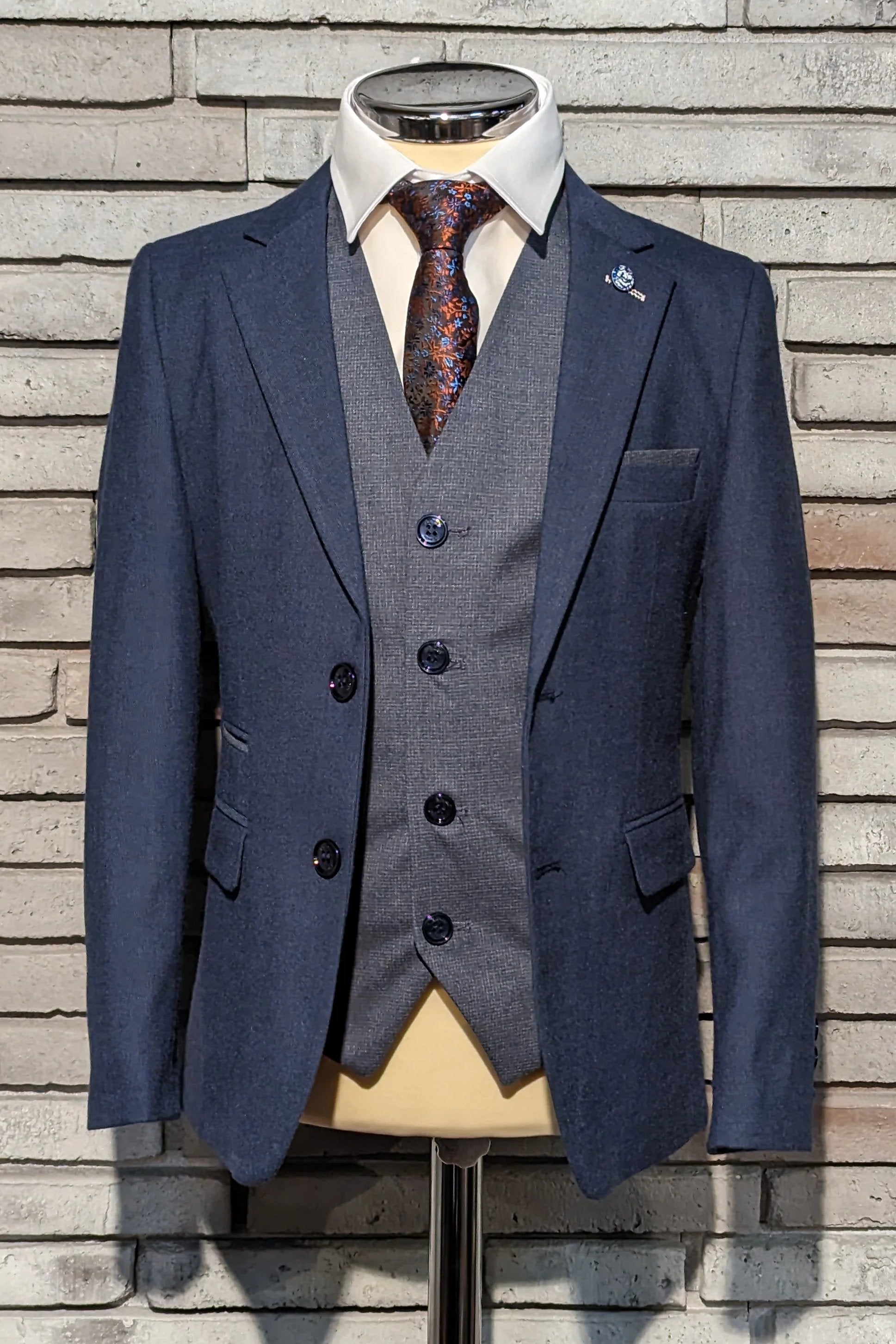 Boys Ronnie Indigo 3 Piece Suit