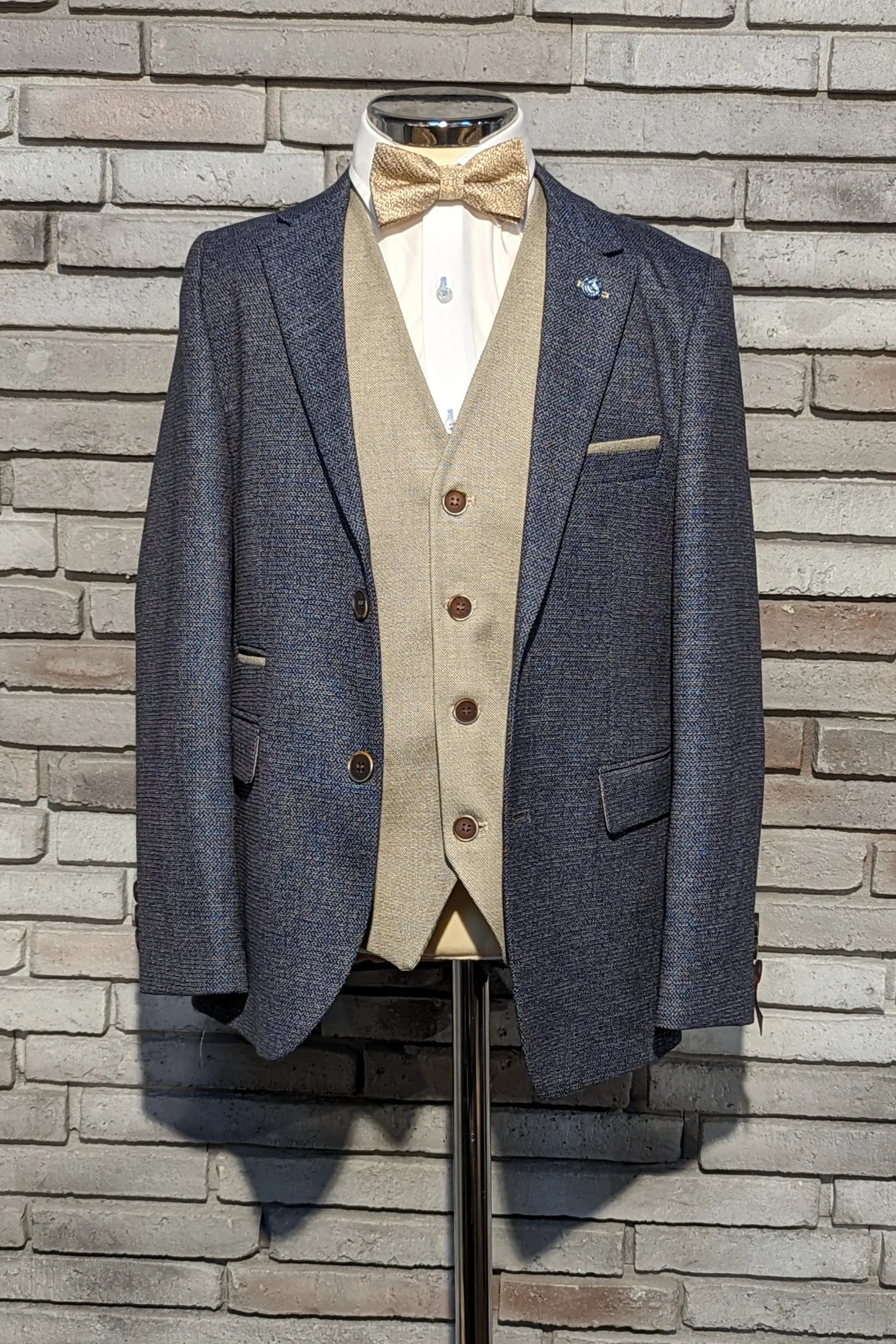 Benetti Boyswear Boys Tom Indigo 3 Piece Suit Indigo front view