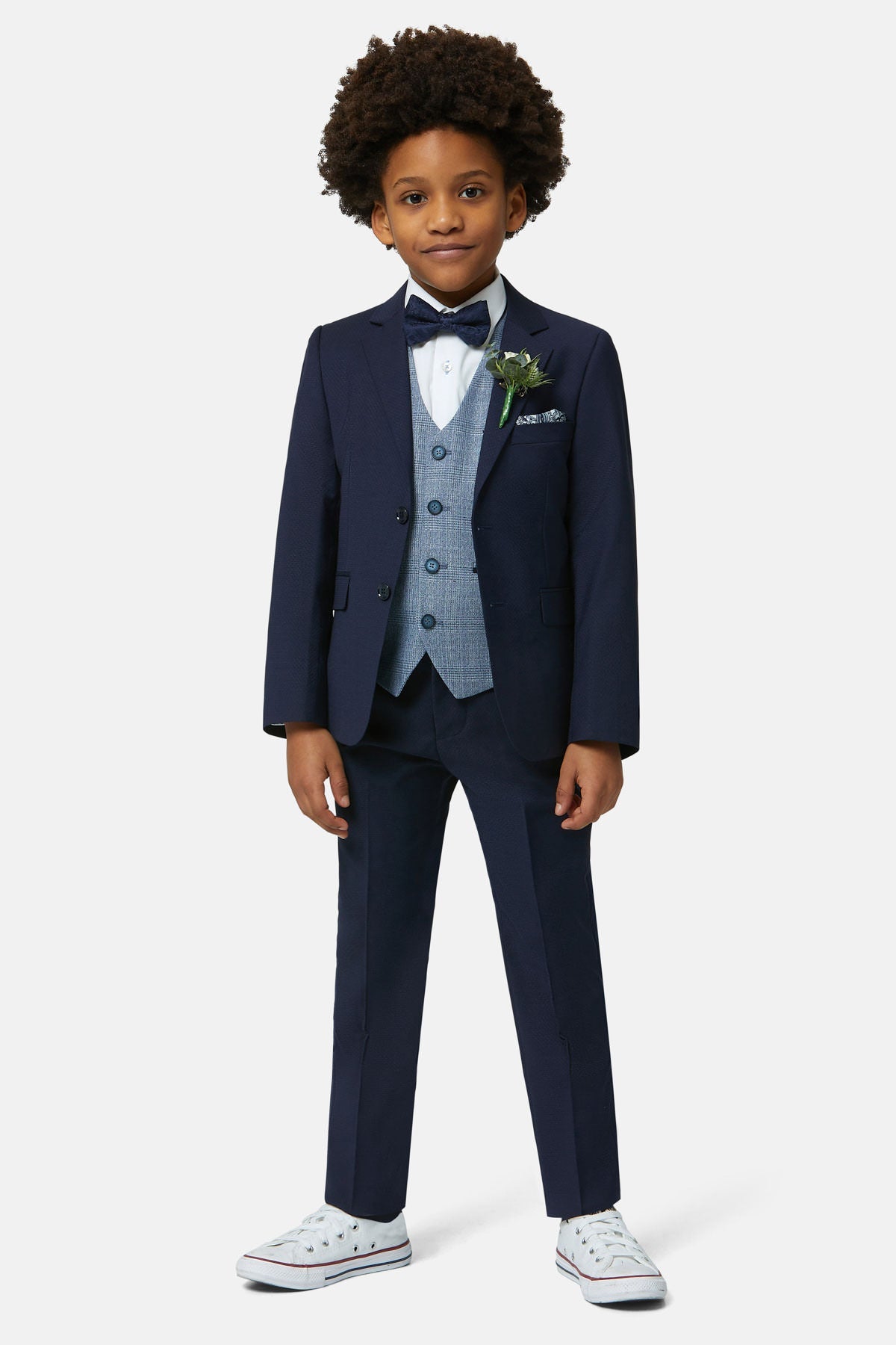 Boys Philip Blue Check Waistcoat