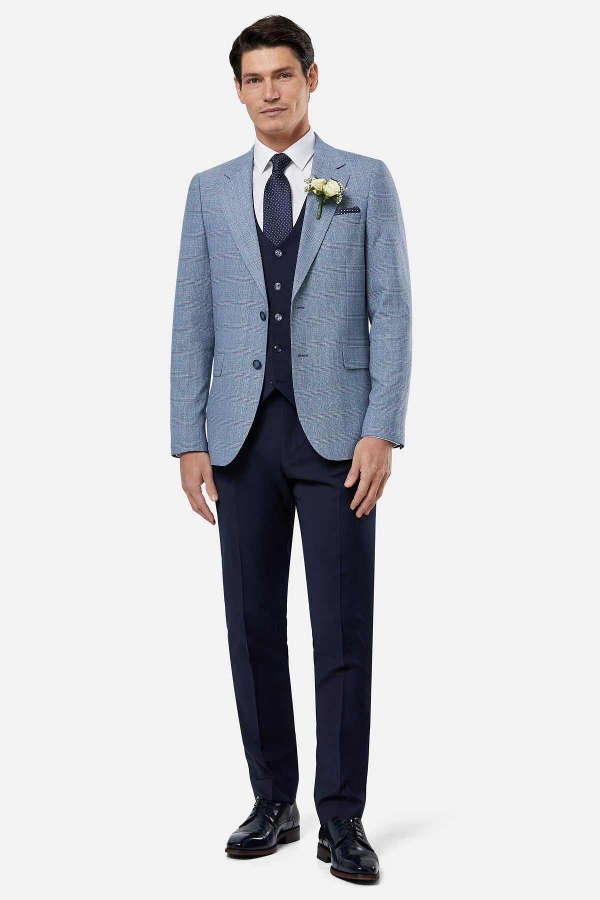 BENETTI Philip Tapered Blue Blazer Blue model front view