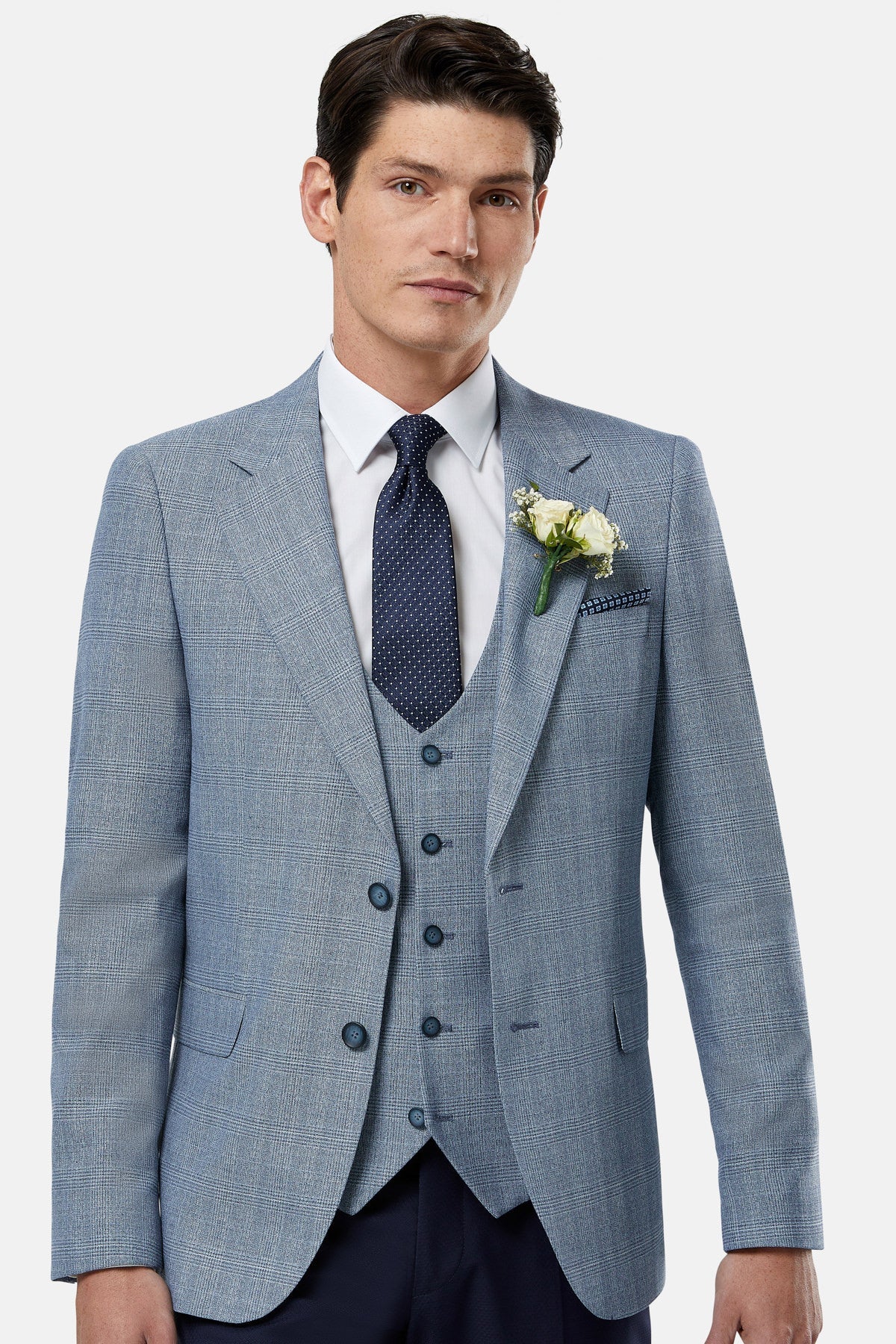 BENETTI Philip Tapered Blue Waistcoat Blue front view