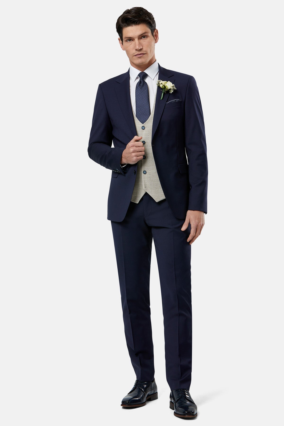 Philip Tapered Stone Waistcoat-Full model view