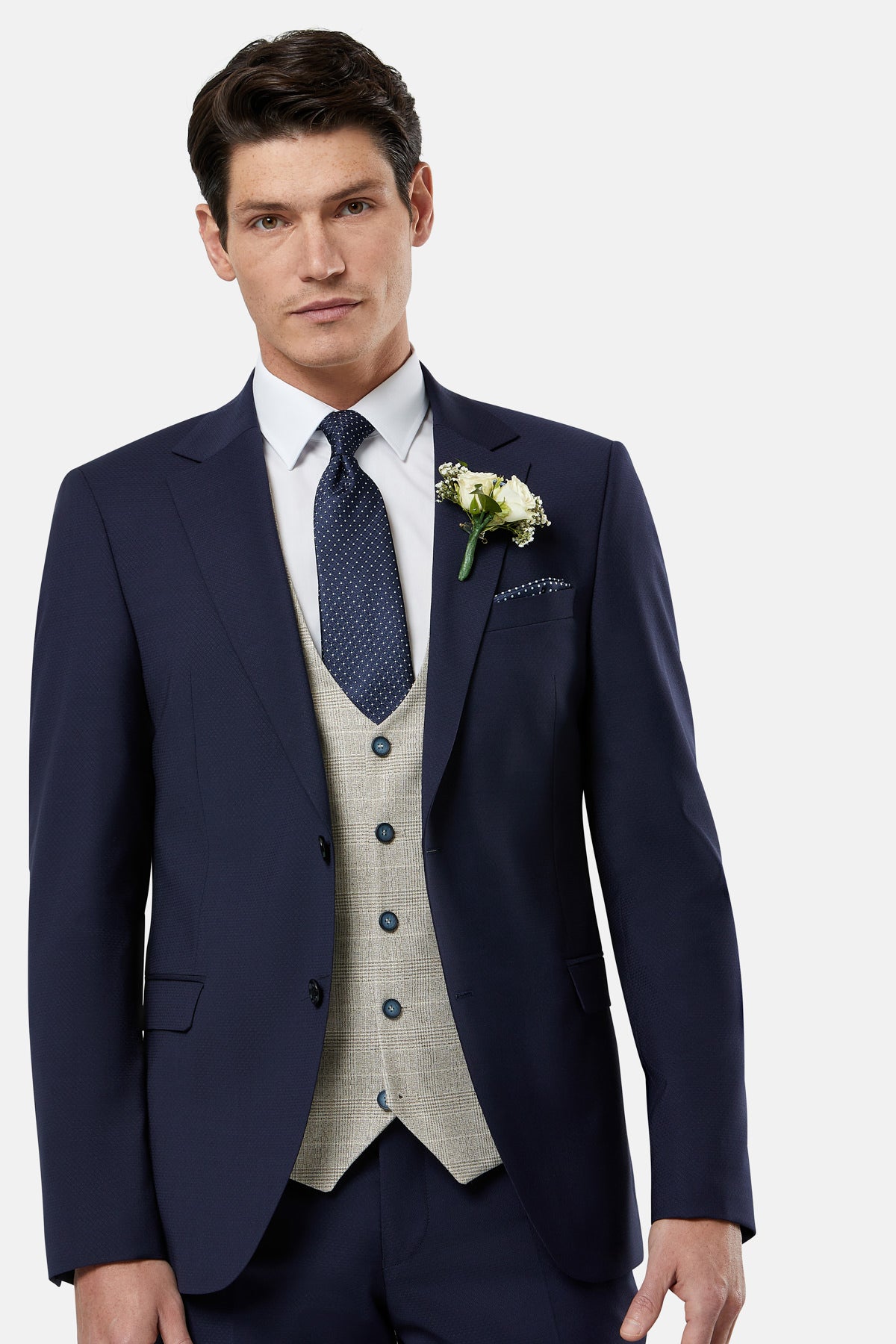 BENETTI Philip Tapered Stone Waistcoat Stone model front view