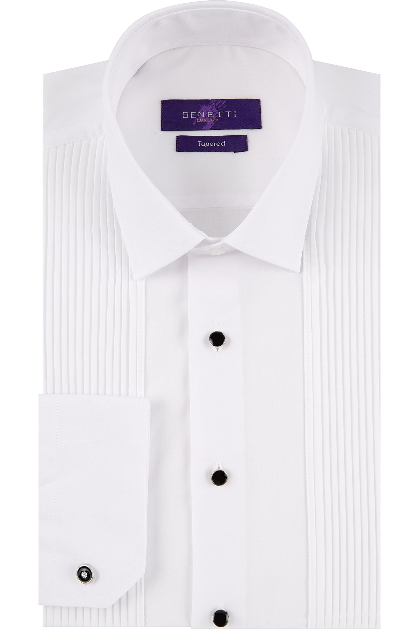 Pleated Tux White Tapered Fit Shirt - Spirit Clothing