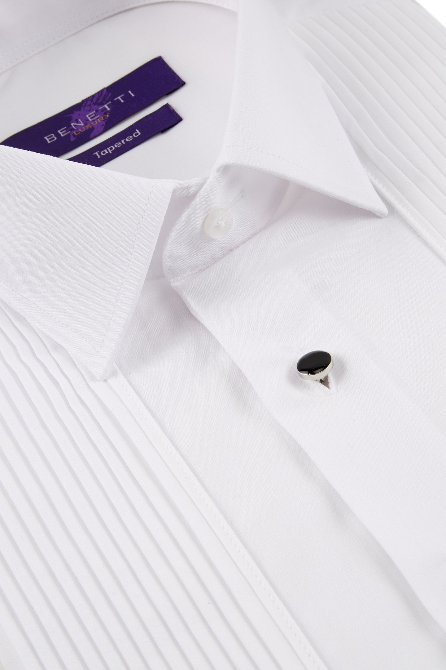 Pleated Tux White Tapered Fit Shirt - Spirit Clothing