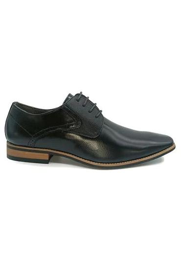 Men's Prague Black Lace Up Shoe-Right Side View