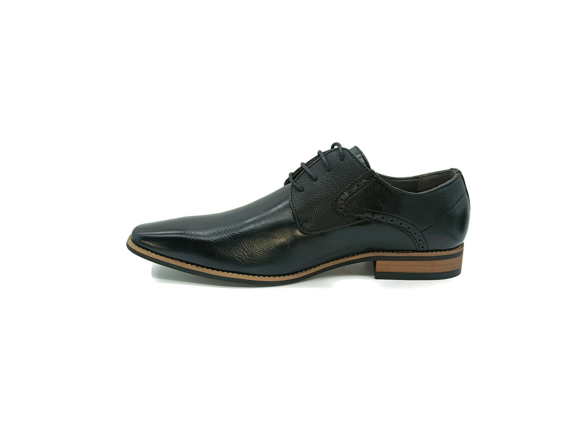 Men's Prague Black Lace Up Shoe-Left Side View