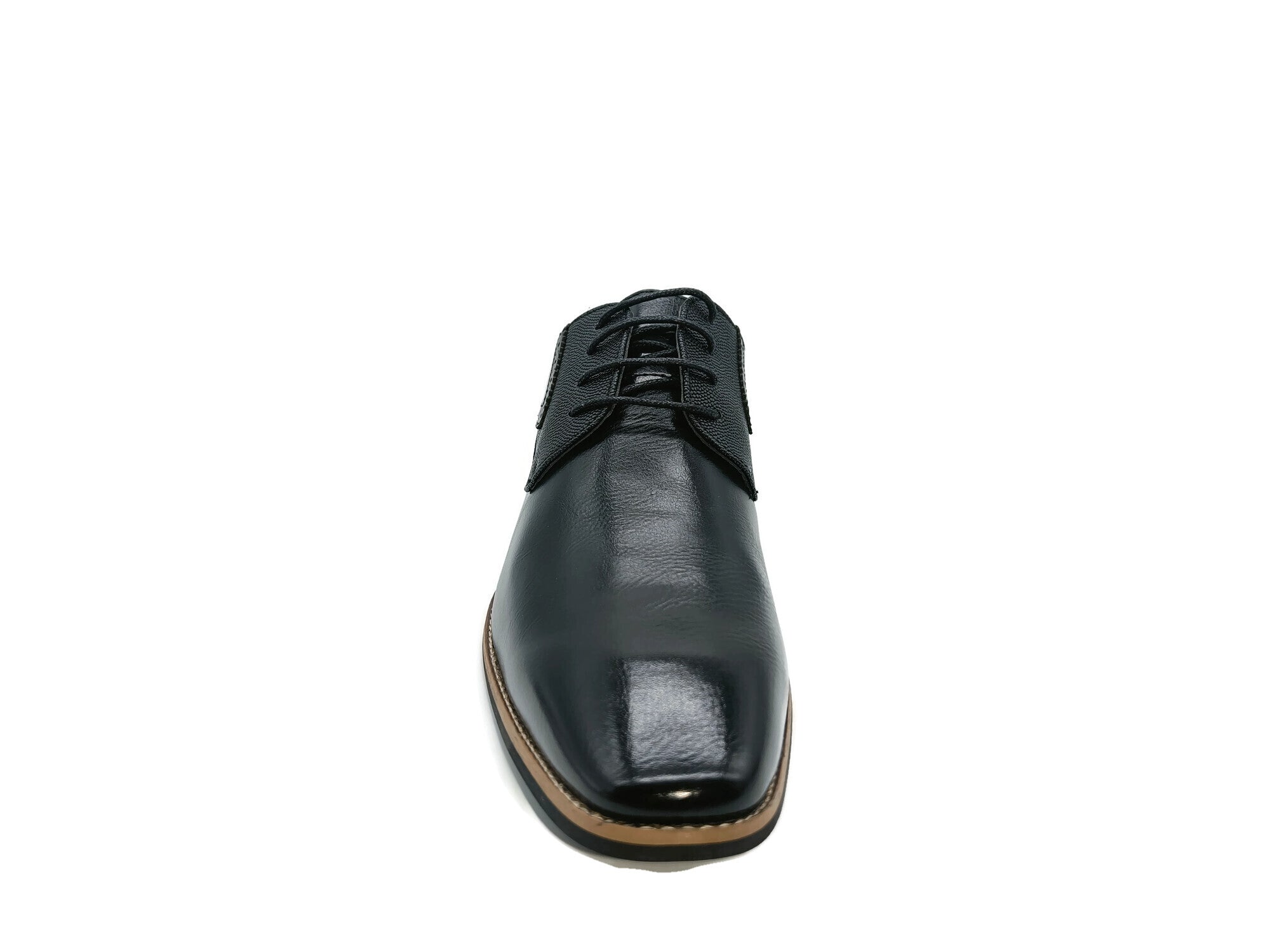 Junior Boys Prague Black Lace Up Shoe-Front View