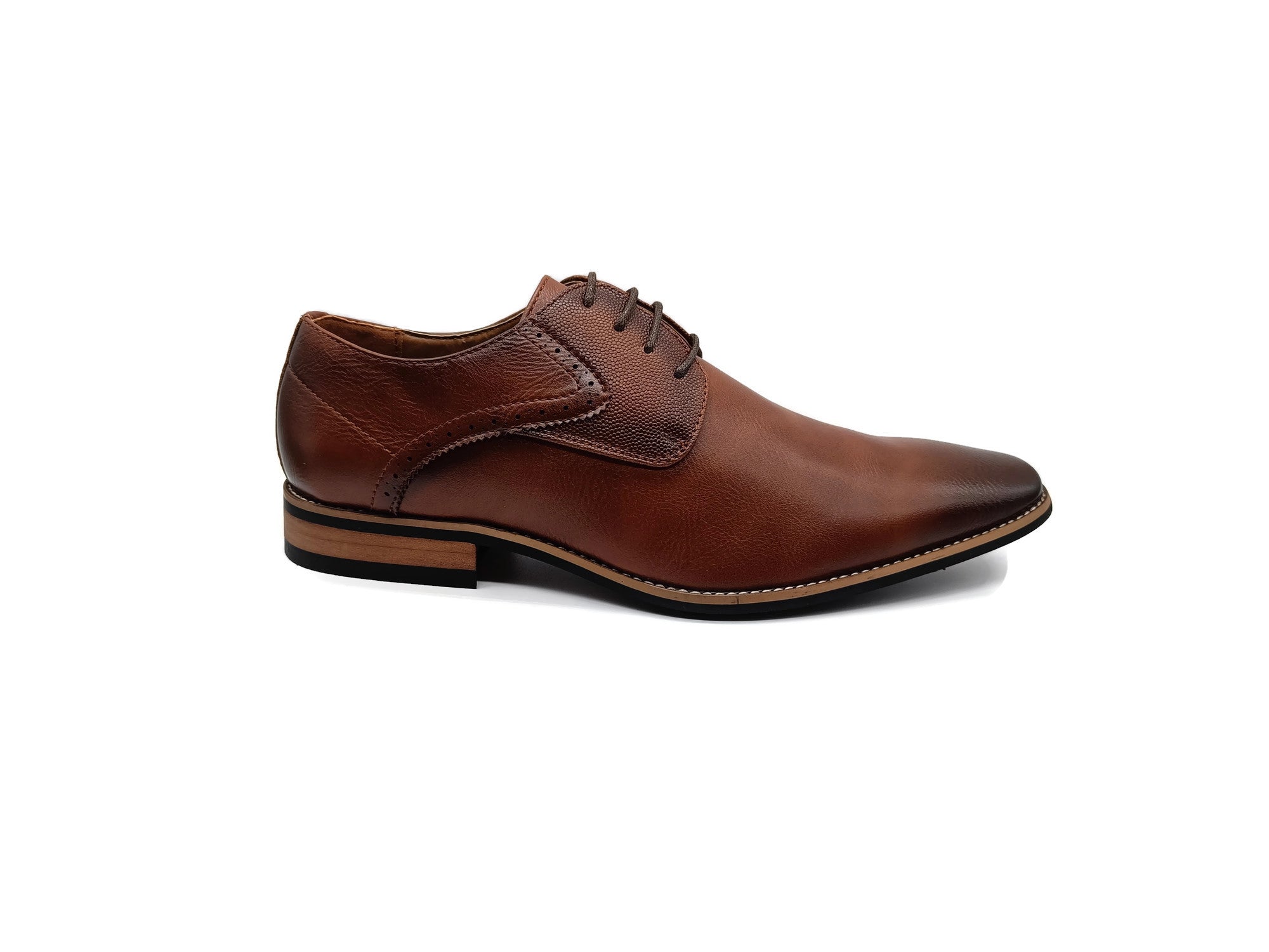 Men's Prague Cognac Lace Up Shoe-Right Side View
