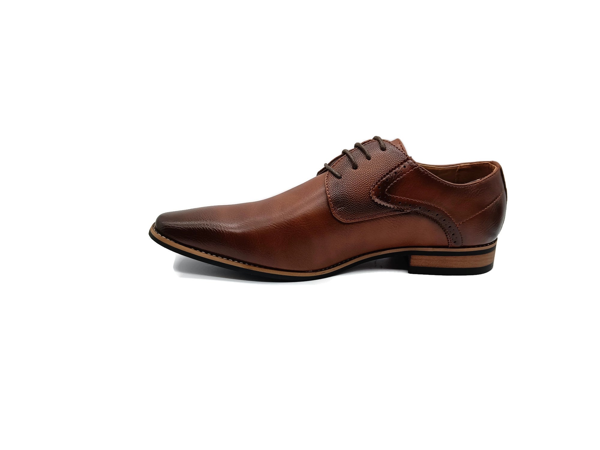 Men's Prague Cognac Lace Up Shoe-Left Side View