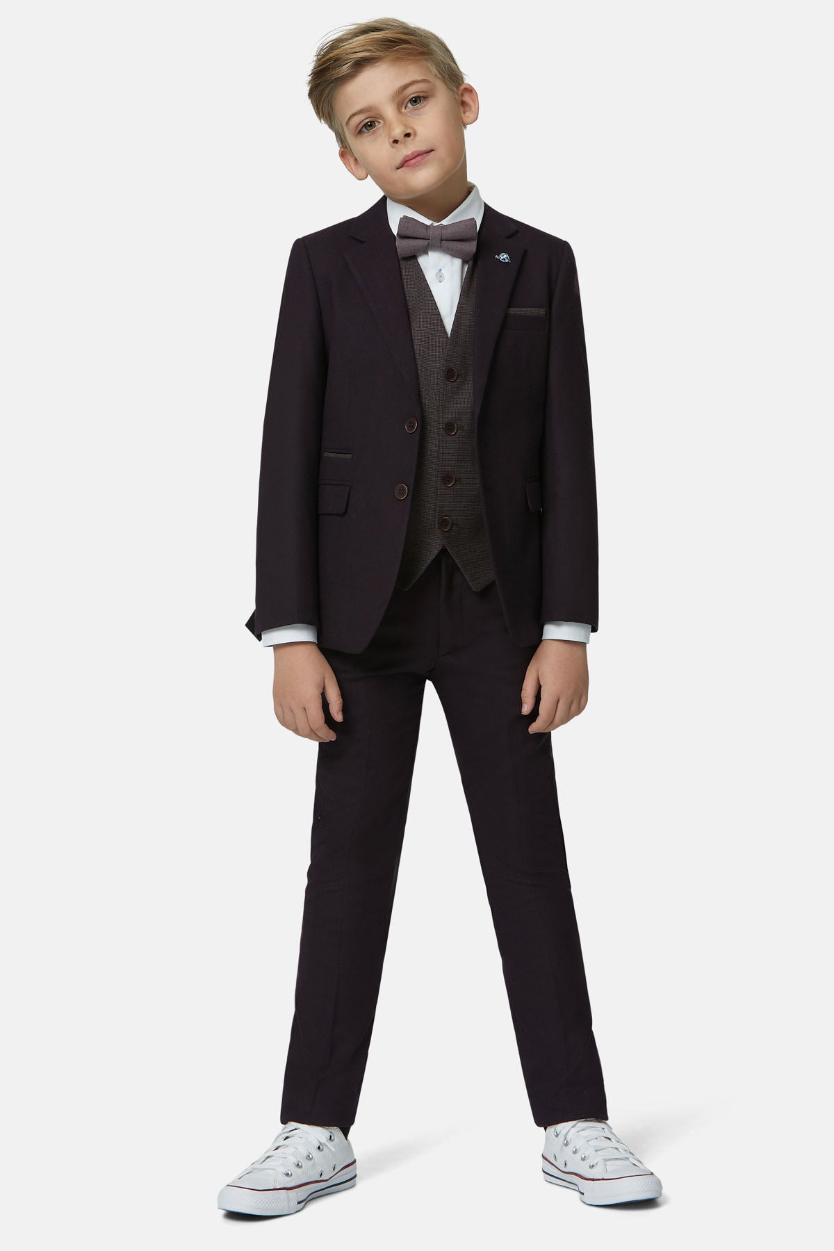 Benetti Boyswear Boys Ronnie Grape 3 Piece Suit GRAPE front view