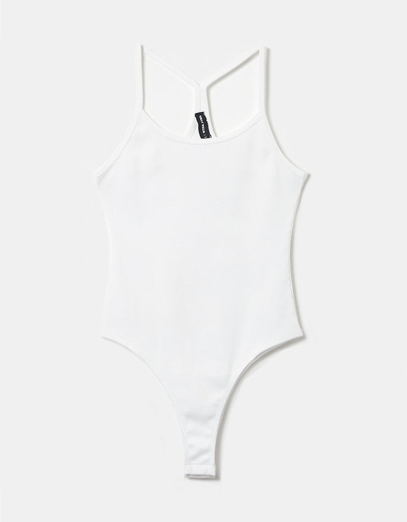 White Basic Bodysuit - Full View